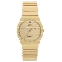 Piaget Yellow Gold Day Date Polo Quartz Wristwatch