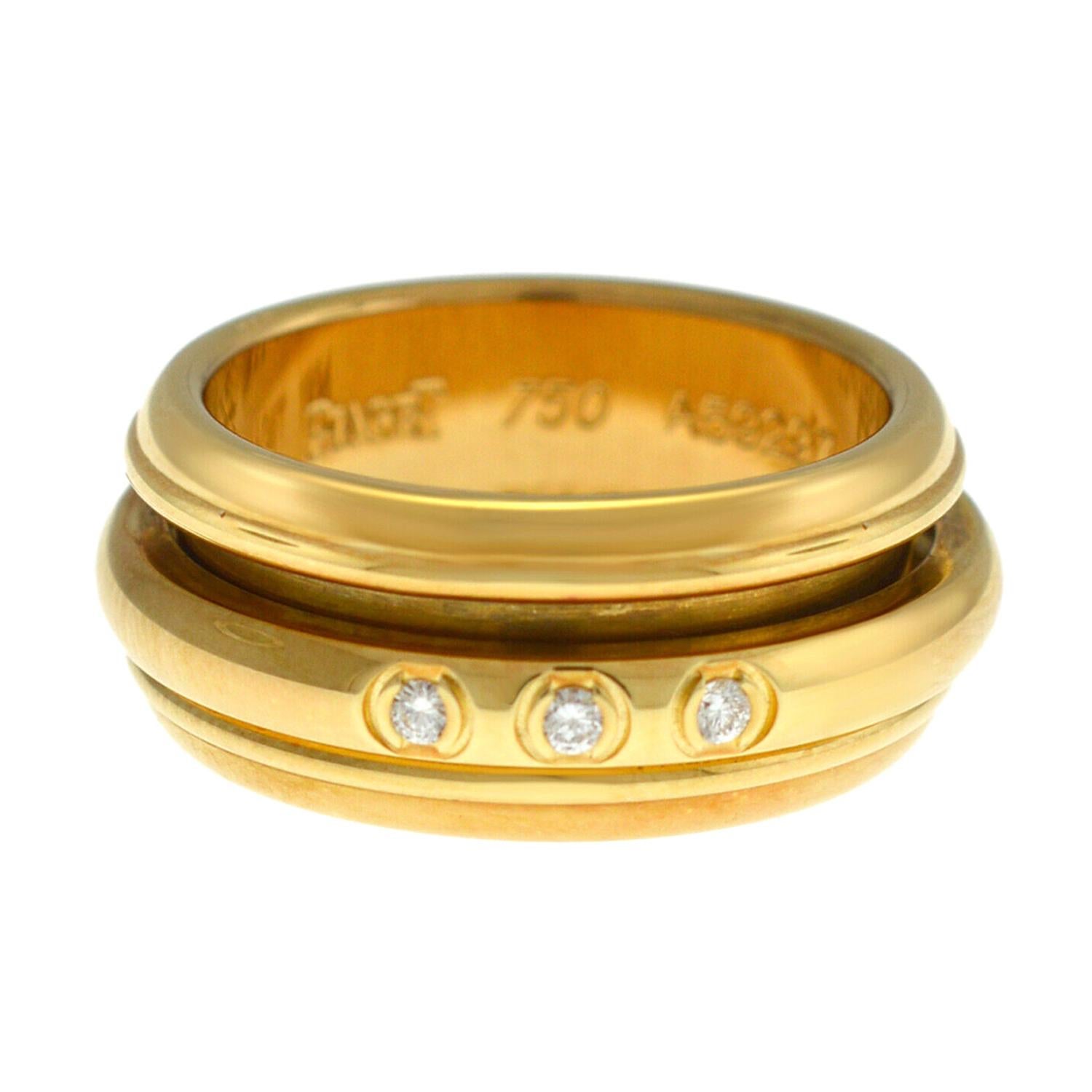 Piaget Possession 18 Karat Yellow Gold 14 Grams Diamond Rotating Ring For Sale
