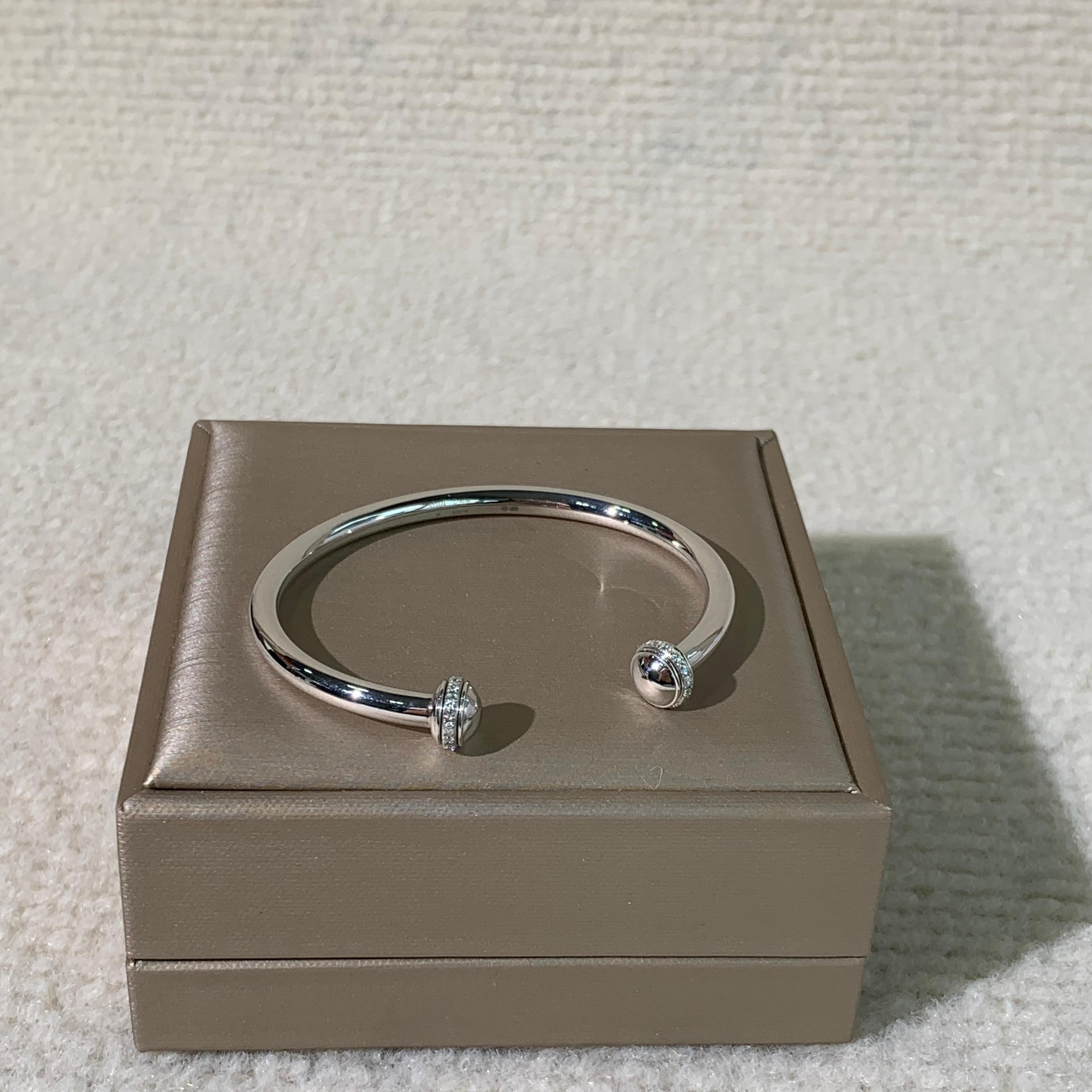 Piaget Possession 18K White Gold Diamonds Open Bangle Bracelet Size 16 ...