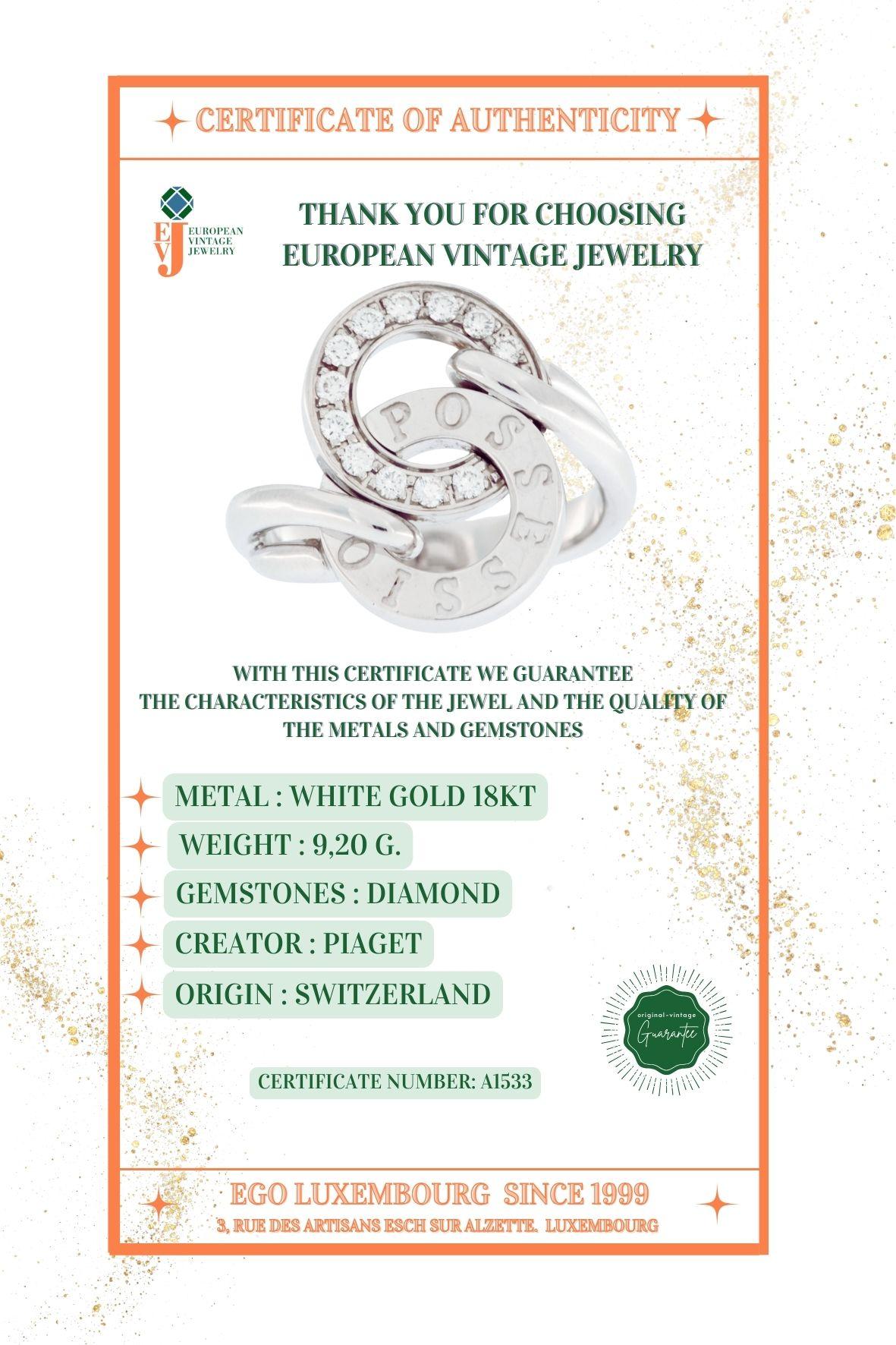 PIAGET POSSESSION 18karat  White Gold Ring with Diamonds In Excellent Condition For Sale In Esch sur Alzette, Esch-sur-Alzette