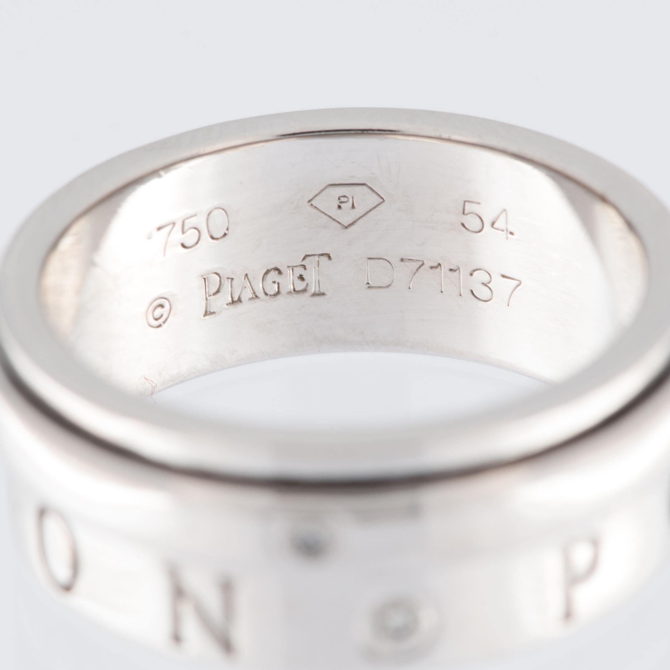 Piaget, bague à anneau Possession en or blanc 18 carats avec diamants Unisexe en vente