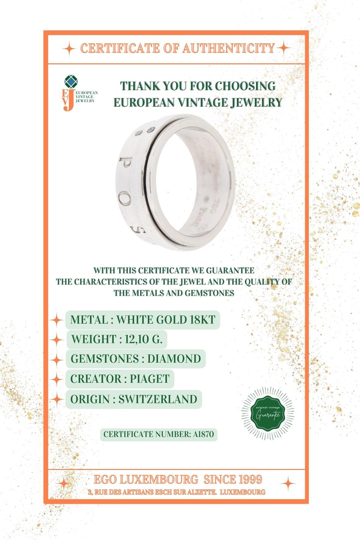 Piaget, bague à anneau Possession en or blanc 18 carats avec diamants en vente 1