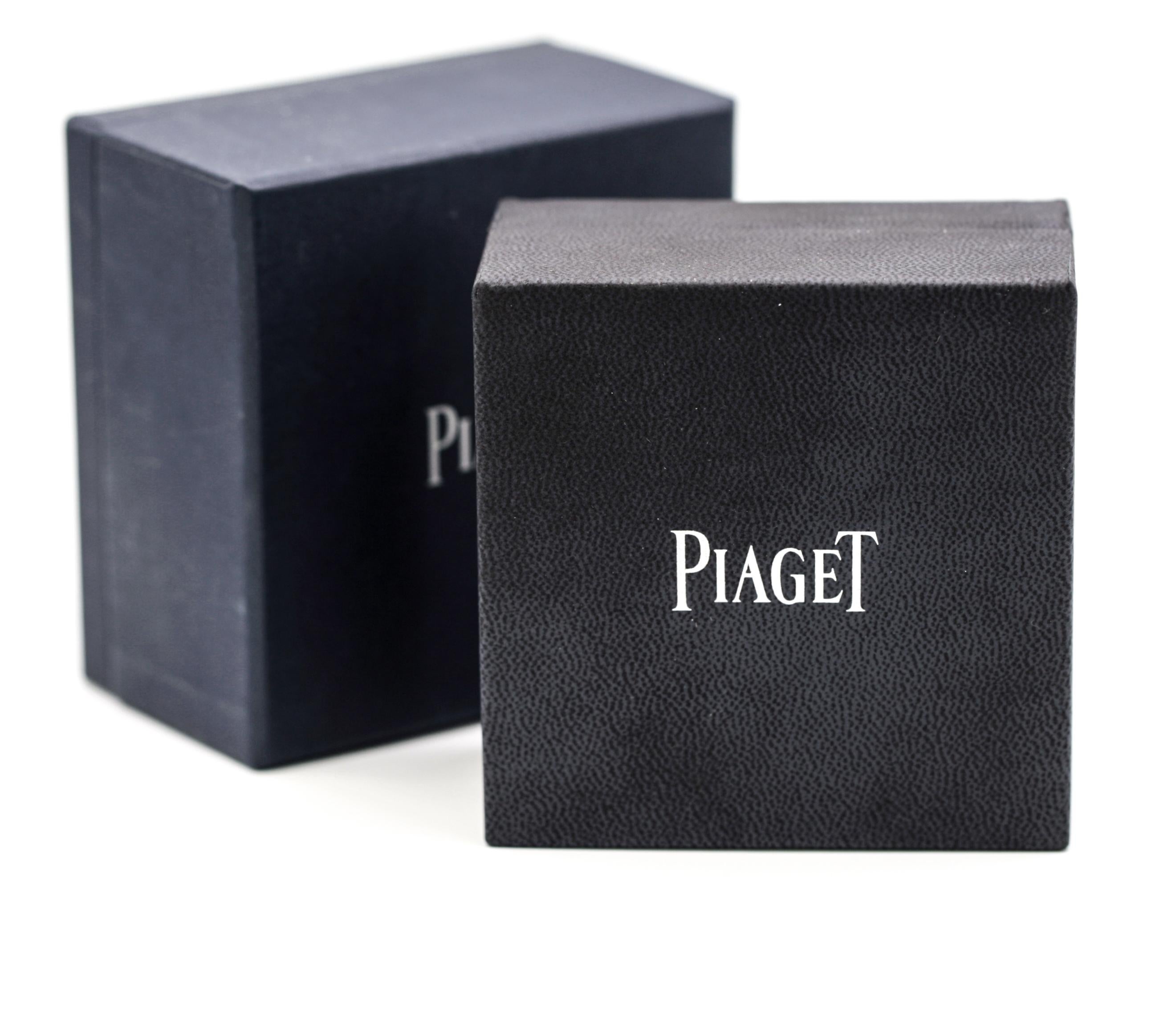 This Piaget Bangle Bracelet has a few pave white diamonds on the sides, has 