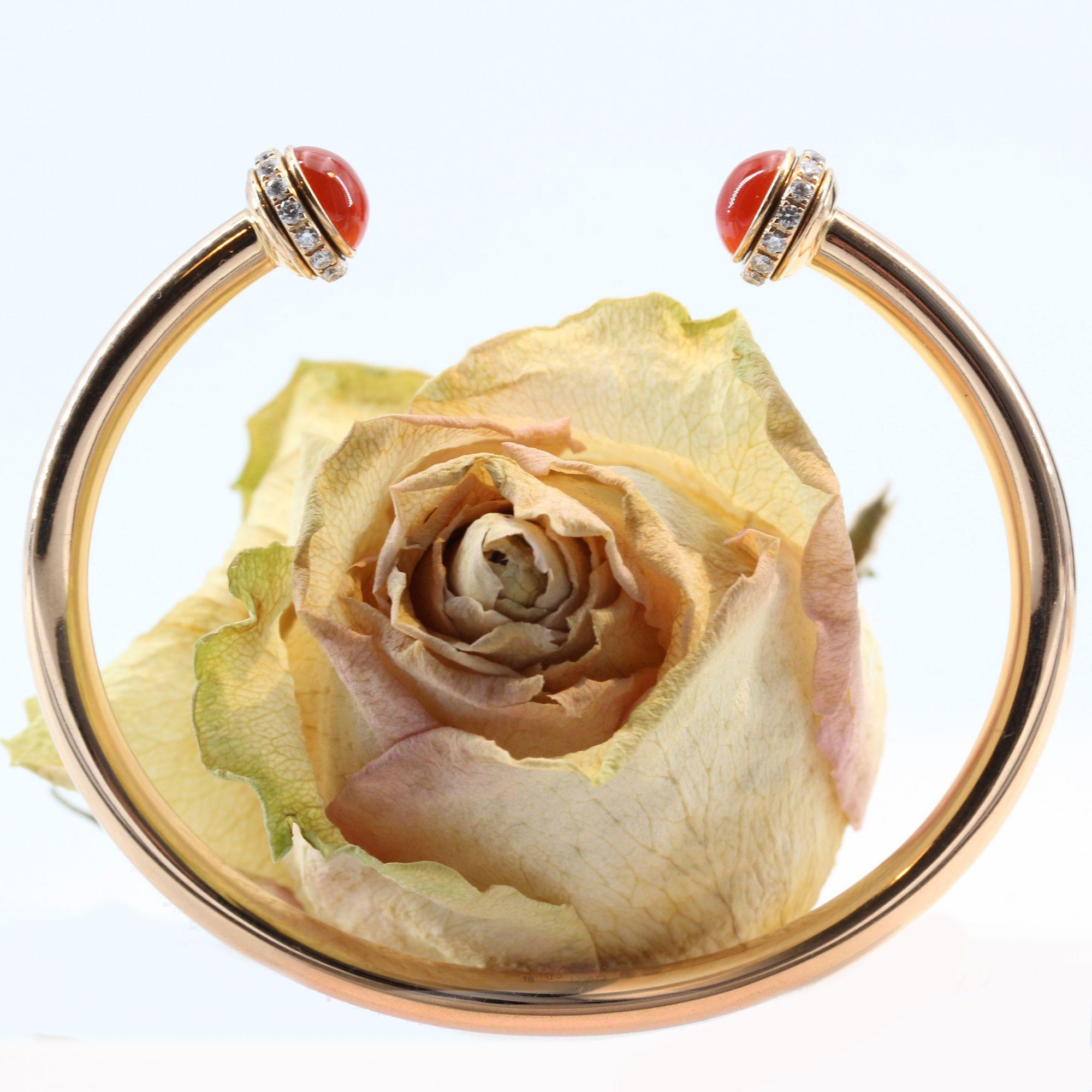 Piaget Possession Carnelian Diamond 18 Karat Rose Gold Bangle Bracelet 3
