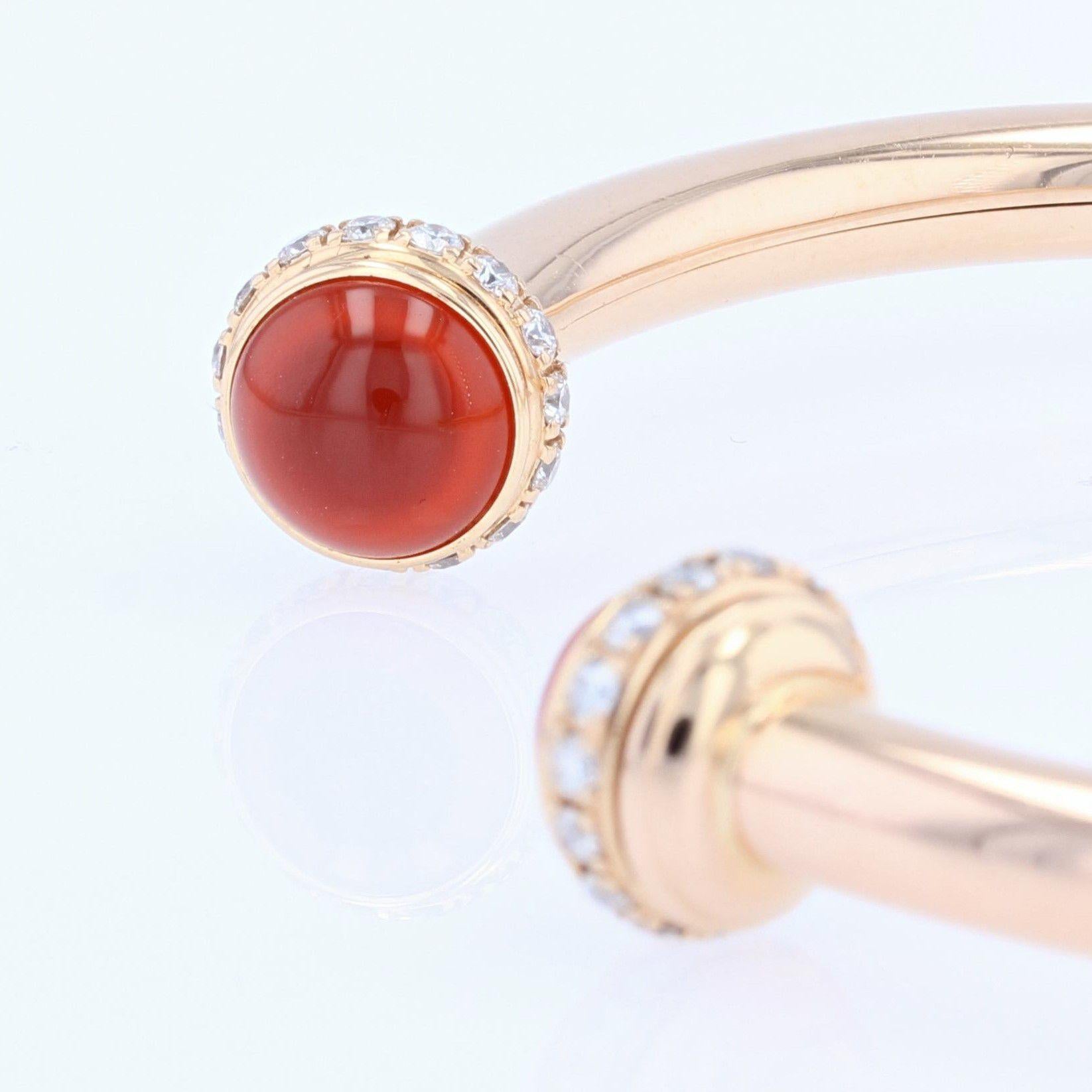 Modern Piaget Possession Carnelian Diamond 18 Karat Rose Gold Bangle Bracelet