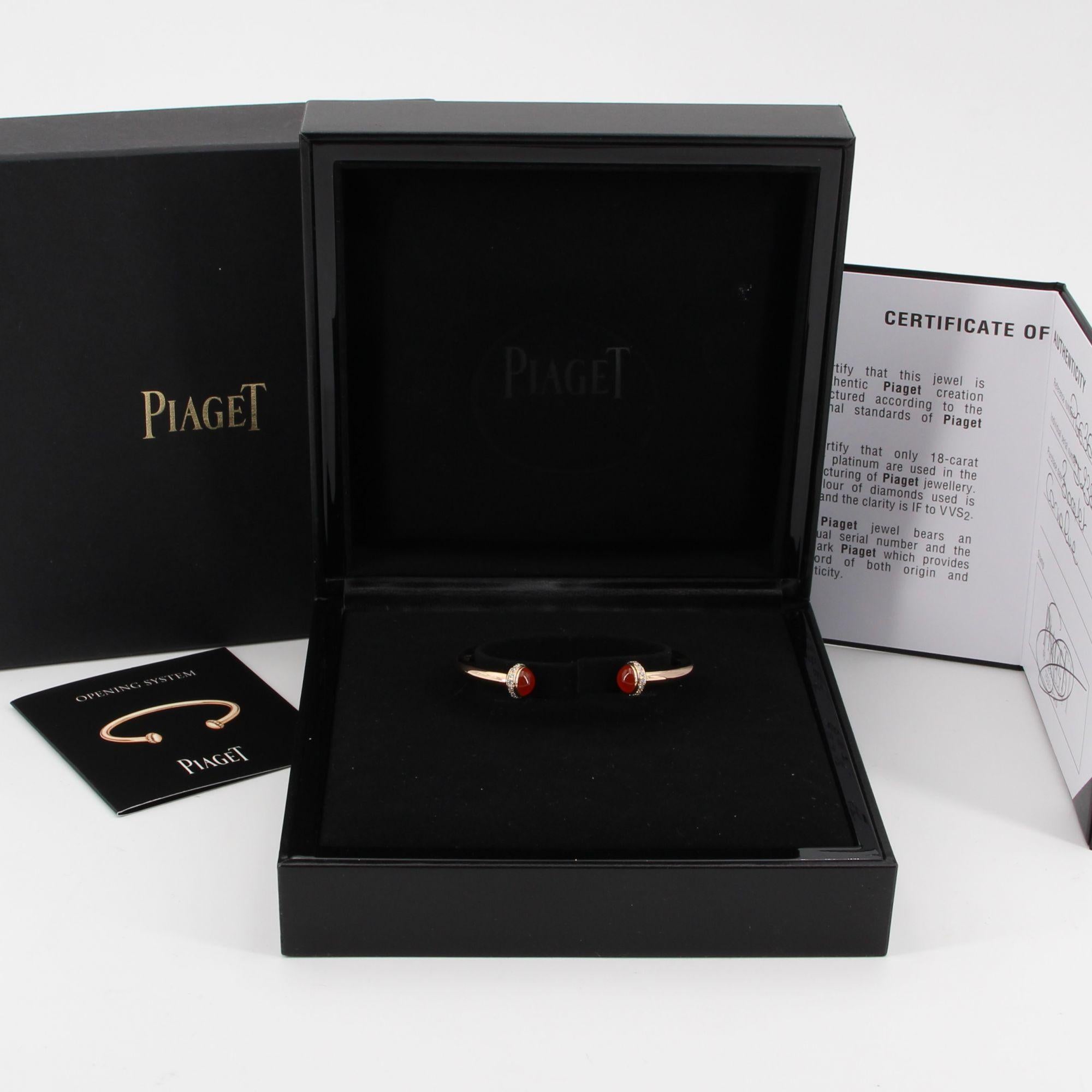 Piaget Possession Carnelian Diamond 18 Karat Rose Gold Bangle Bracelet In Excellent Condition In Poitiers, FR