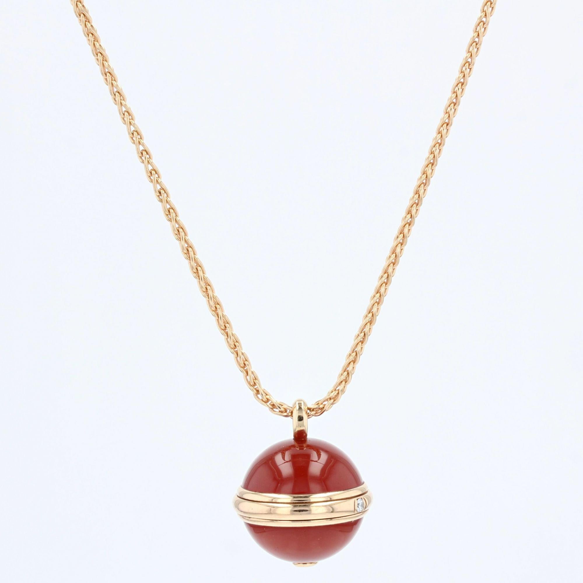 Piaget Possession Carnelian Diamond 18 Karat Rose Gold Pendant Necklace 3