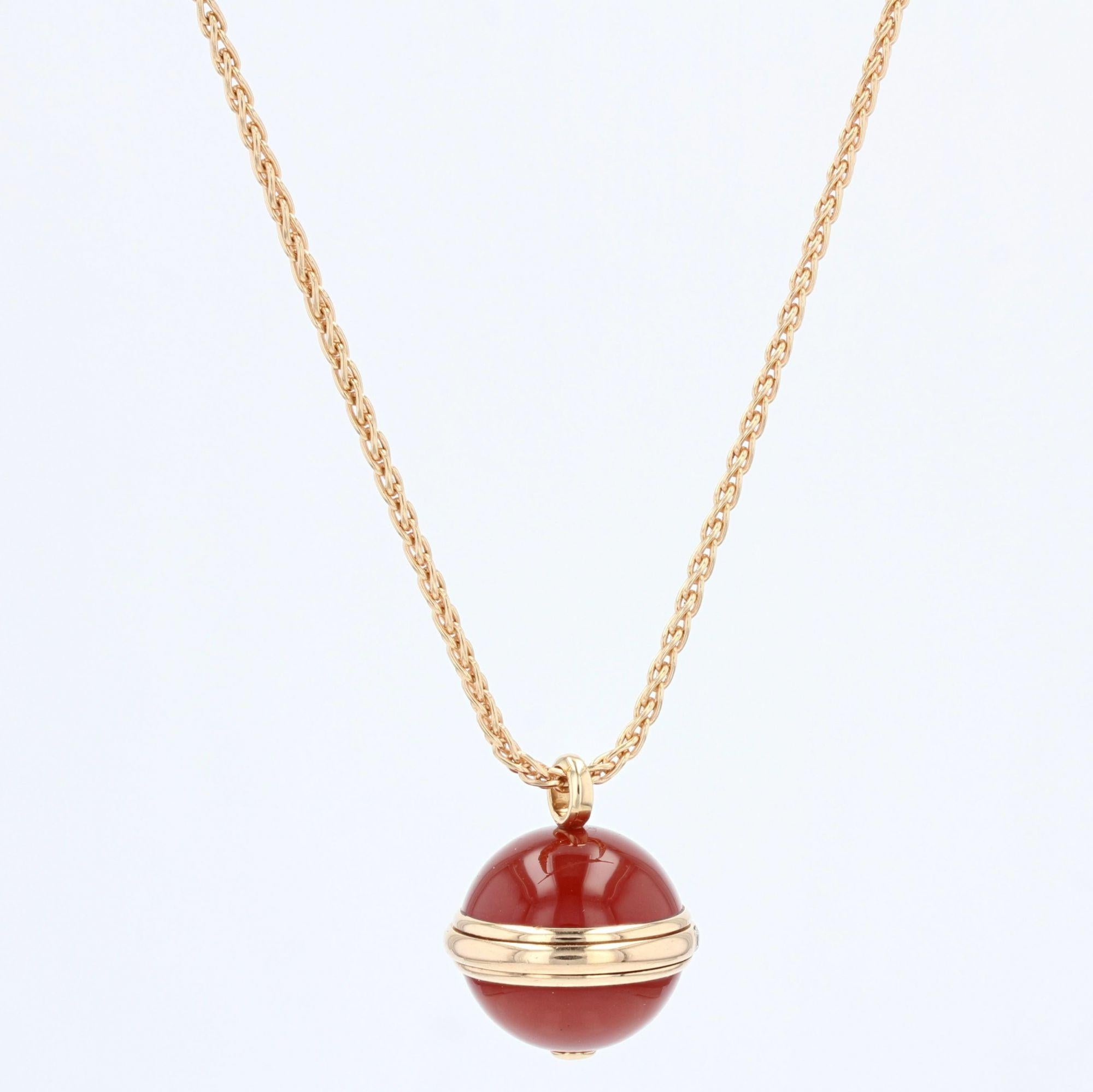 Piaget Possession Carnelian Diamond 18 Karat Rose Gold Pendant Necklace 4