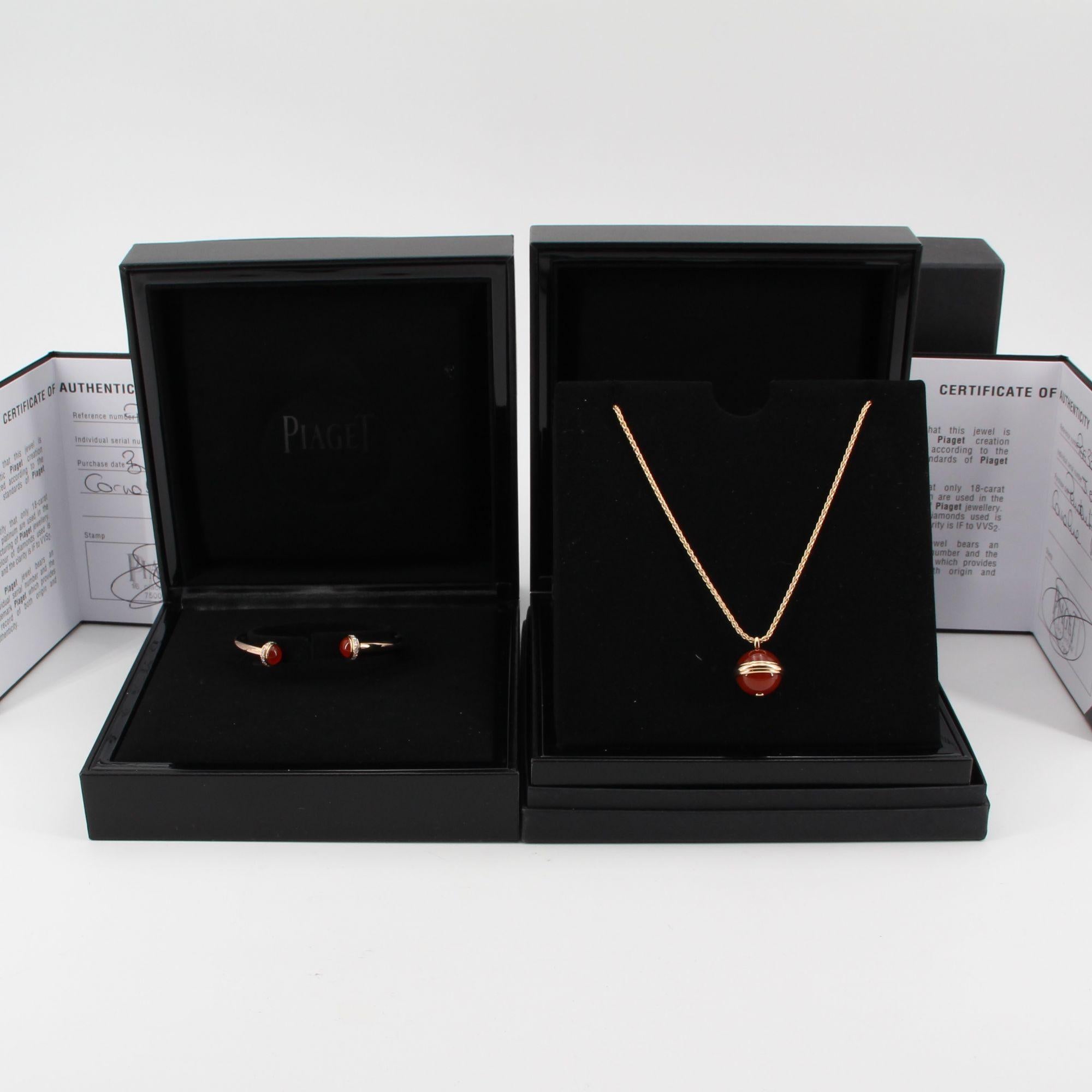 Piaget Possession Carnelian Diamond 18 Karat Rose Gold Pendant Necklace 9