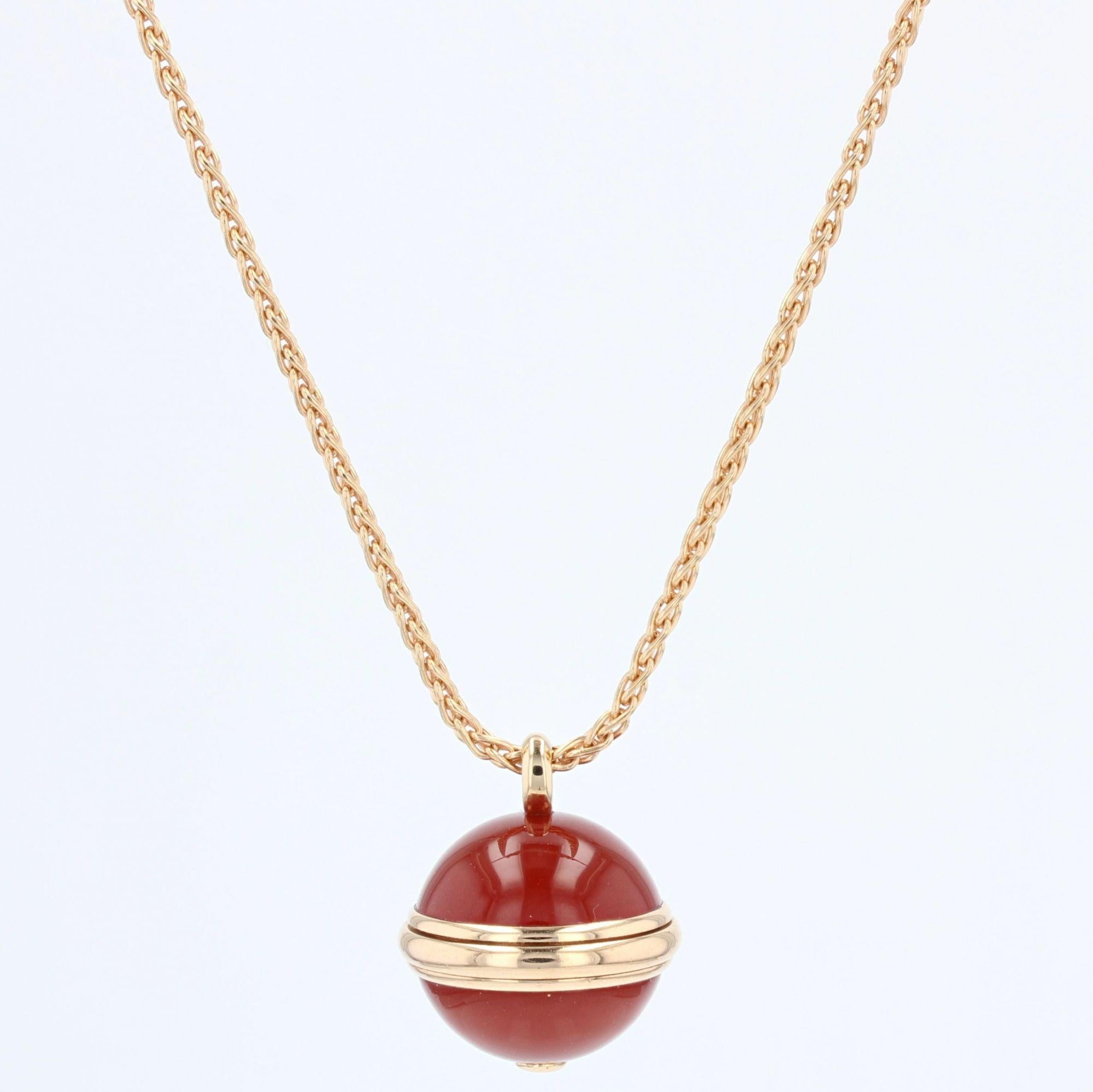 Piaget Possession Carnelian Diamond 18 Karat Rose Gold Pendant Necklace 10
