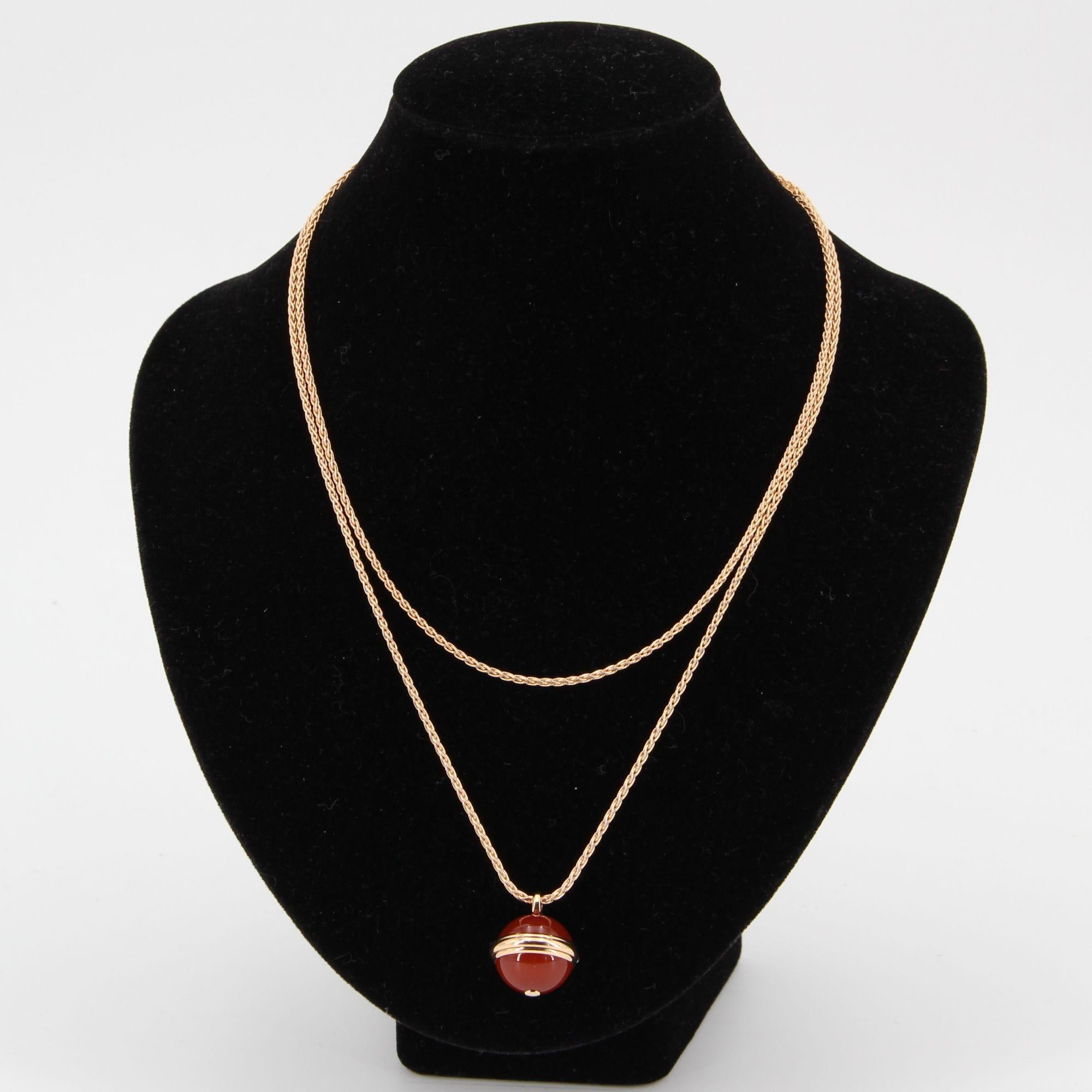 Modern Piaget Possession Carnelian Diamond 18 Karat Rose Gold Pendant Necklace