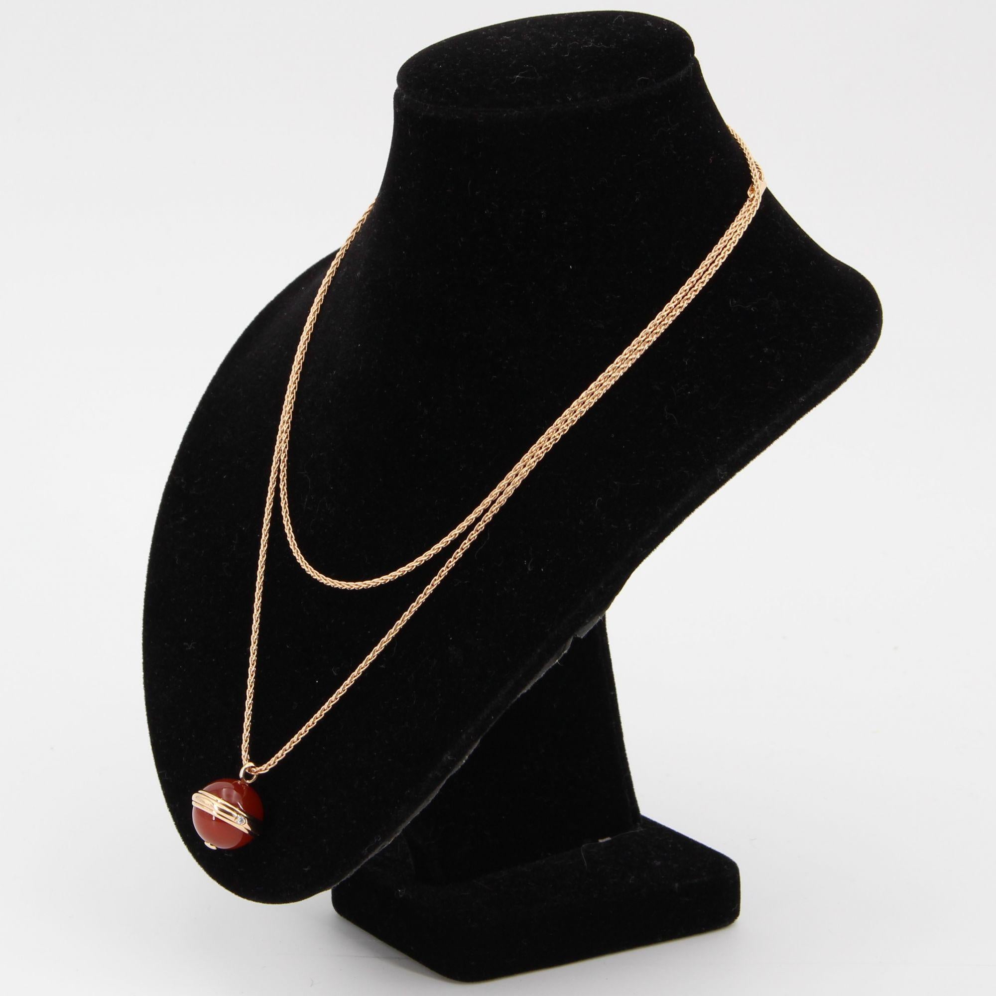 Women's Piaget Possession Carnelian Diamond 18 Karat Rose Gold Pendant Necklace