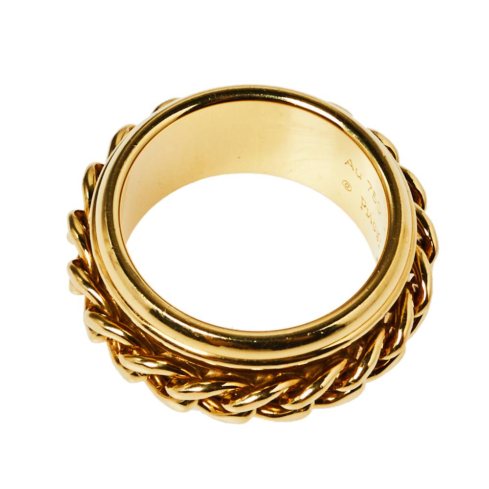 Piaget Possession Chain Motif 18K Yellow Gold Ring Size 56 In Good Condition In Dubai, Al Qouz 2