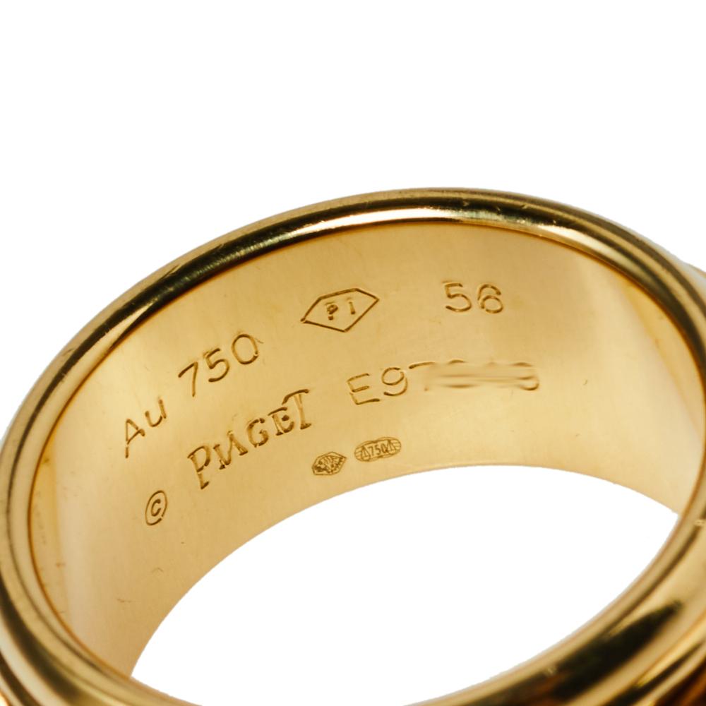 Women's Piaget Possession Chain Motif 18K Yellow Gold Ring Size 56