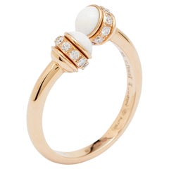 Piaget Possession Chalcedony Diamonds 18k Rose Gold Ring Size 52