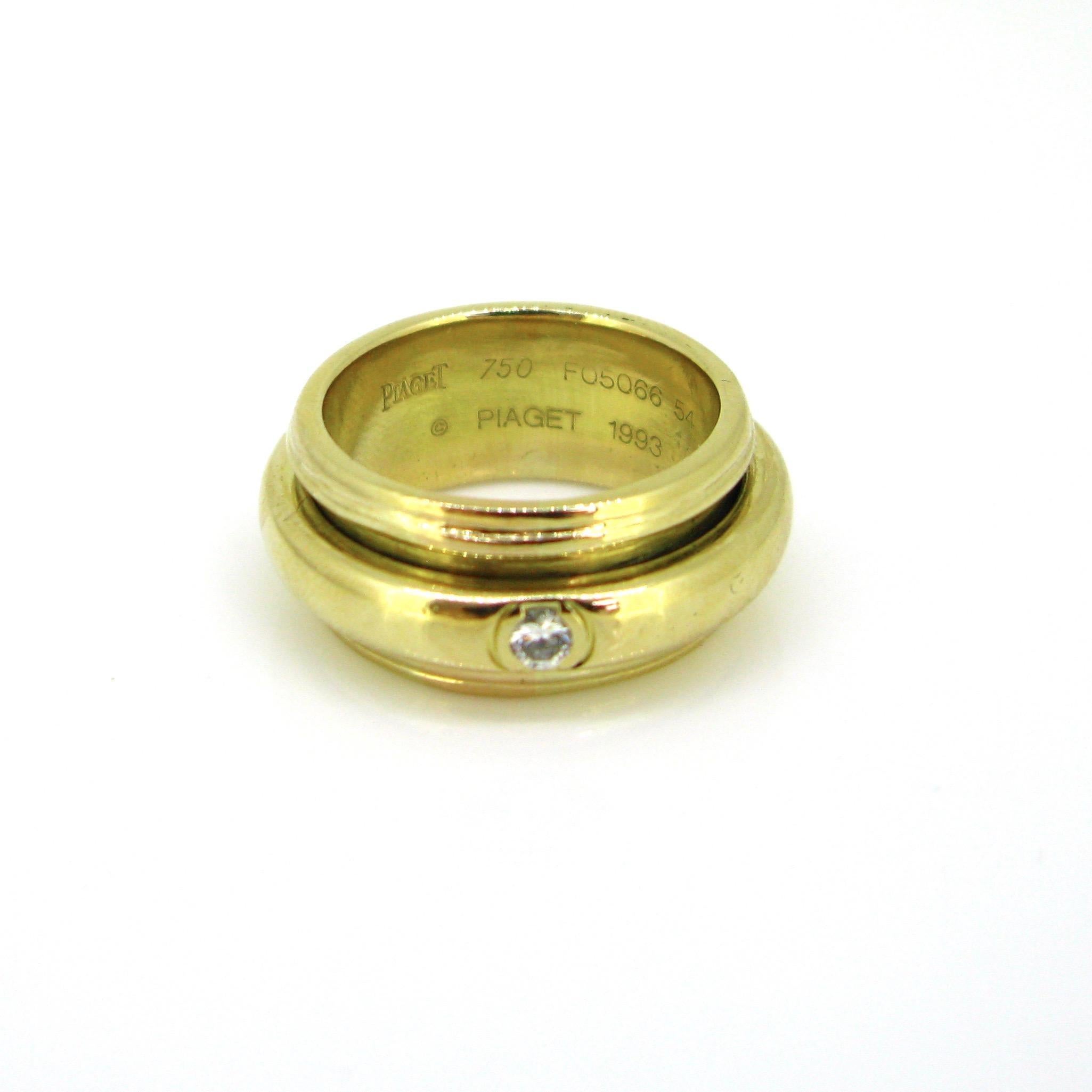 Taille brillant Piaget, bague à large anneau en or jaune 18 carats collection Possession, 1993 en vente