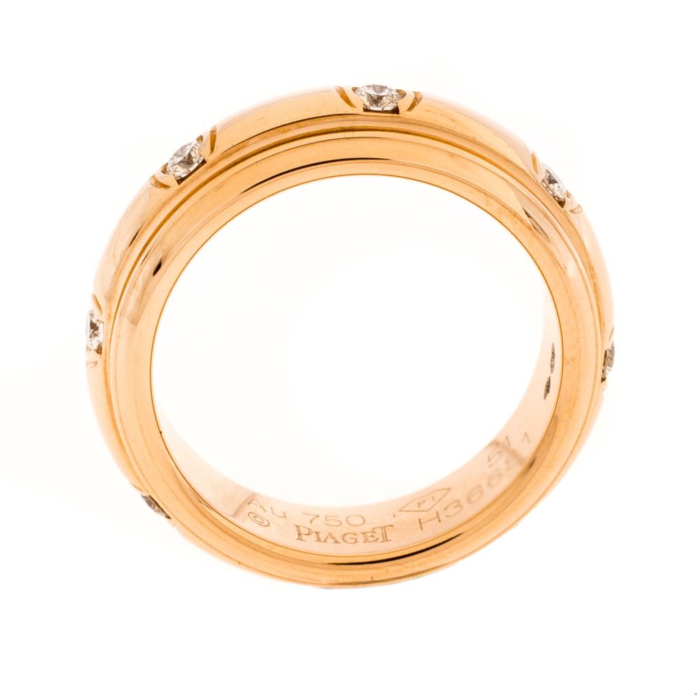 Women's Piaget Possession Diamond 18K Rose Gold Spinning Band Ring Size 51