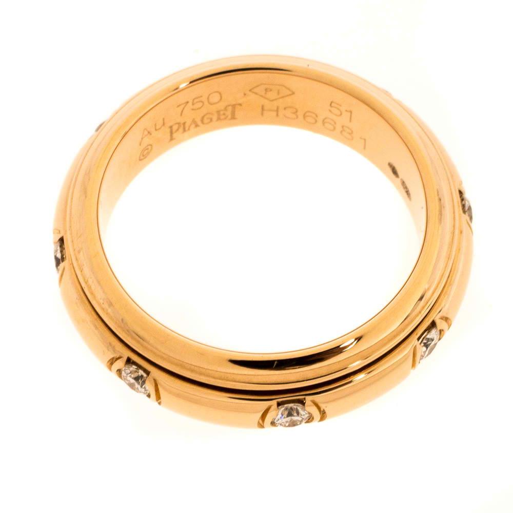 Piaget Possession Diamond 18K Rose Gold Spinning Band Ring Size 51 1