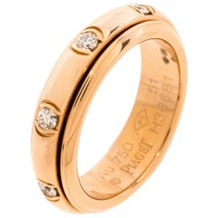 Piaget Possession Diamond 18K Rose Gold Spinning Band Ring Size 51