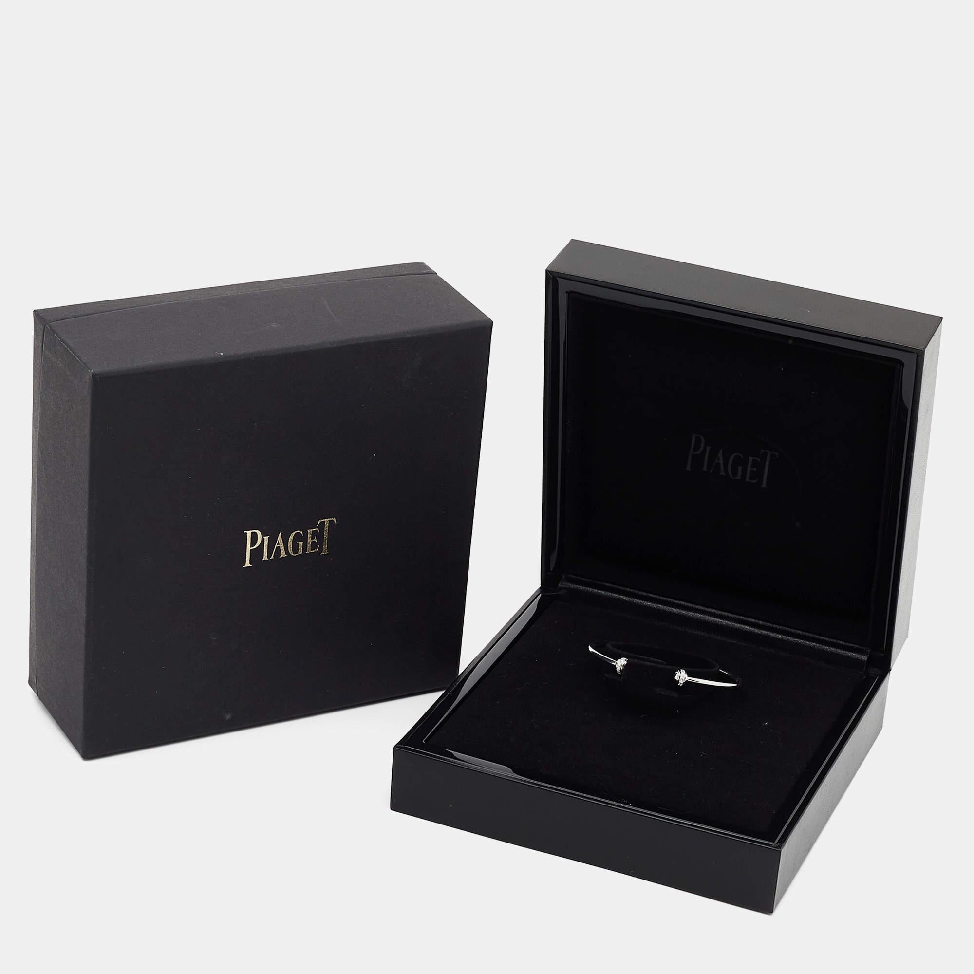 Uncut Piaget Possession Diamond 18k White Gold Open Bangle Thin Bracelet 15
