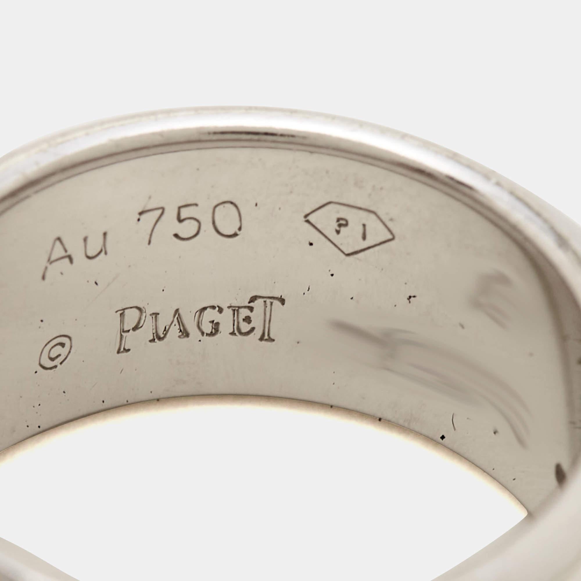 Uncut Piaget Possession Diamond 18k White Gold Ring Size 48 For Sale
