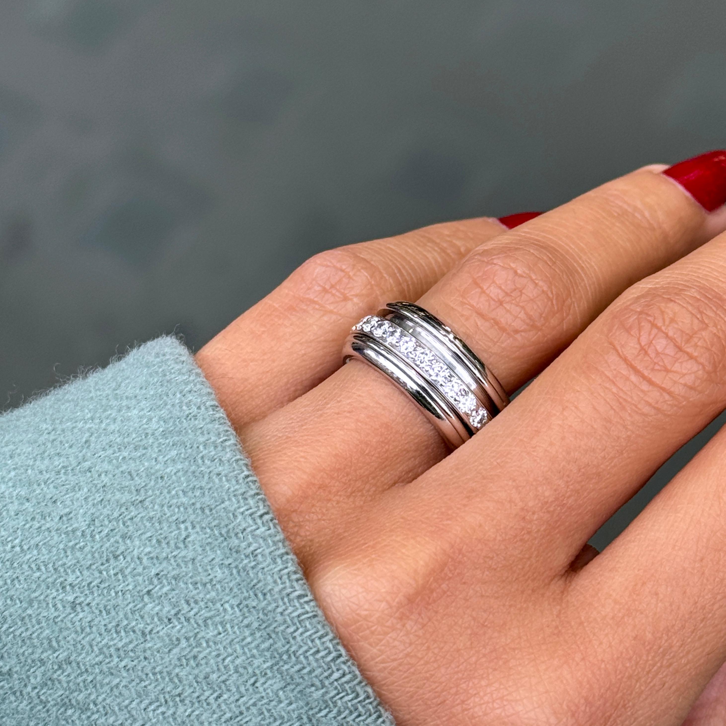 Brilliant Cut Piaget Possession Diamond and 18 Carat White Gold Spinning Band Ring For Sale
