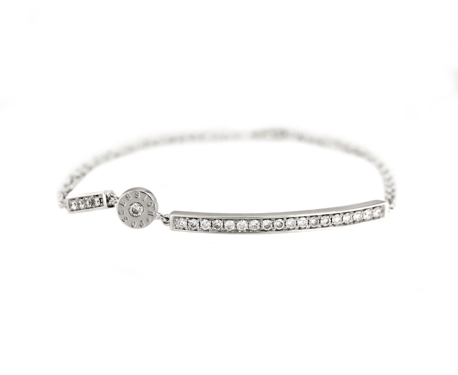 Round Cut Piaget Possession Diamond Bracelet in 18 Karat White Gold