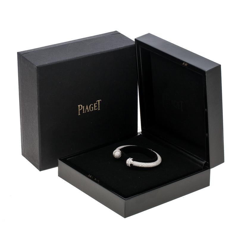 Women's Piaget Possession Diamond Pave White Gold Open Bangle Bracelet