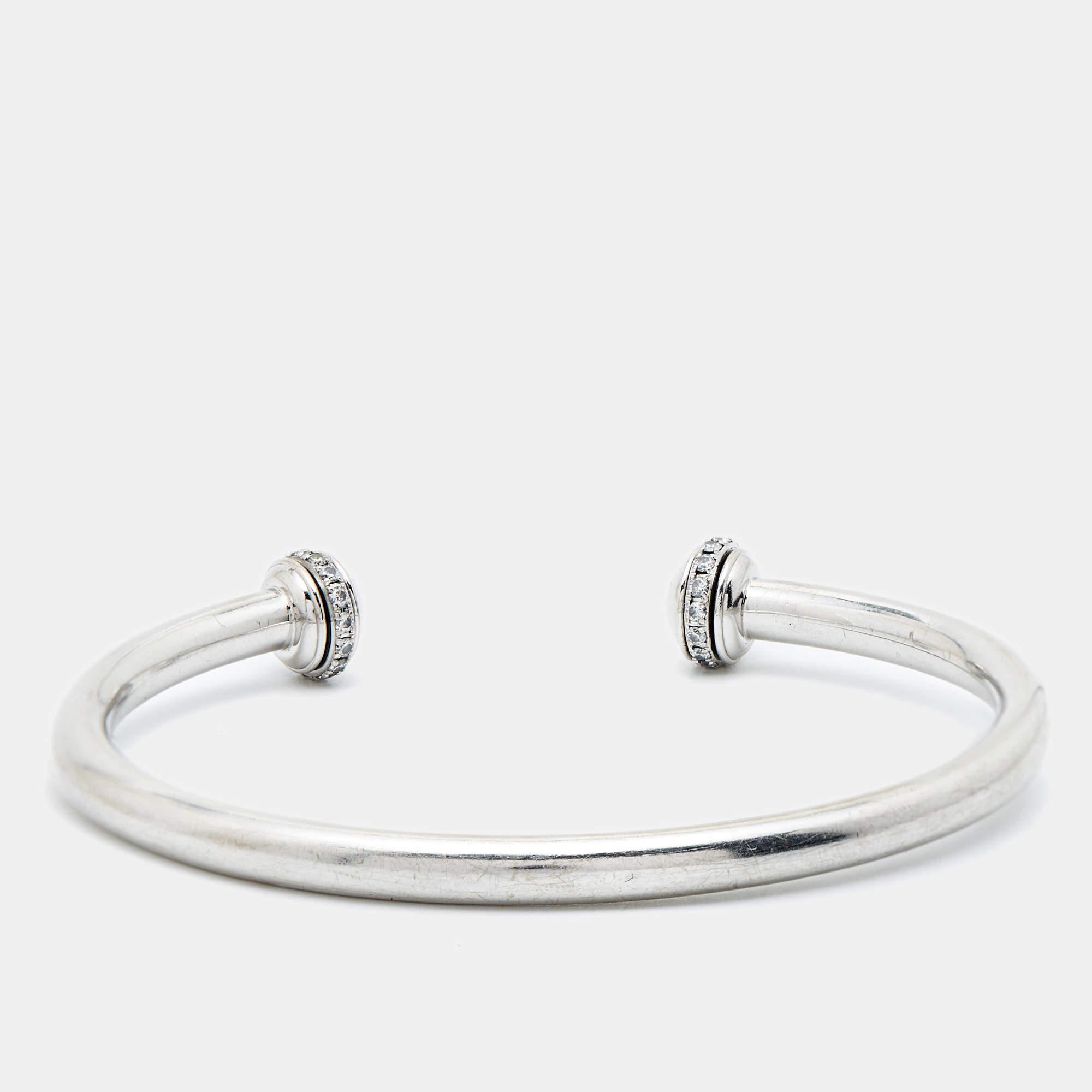 Piaget Possession Bracciale aperto con diamanti in oro bianco 18 ct. 16 In condizioni discrete in vendita a Dubai, Al Qouz 2