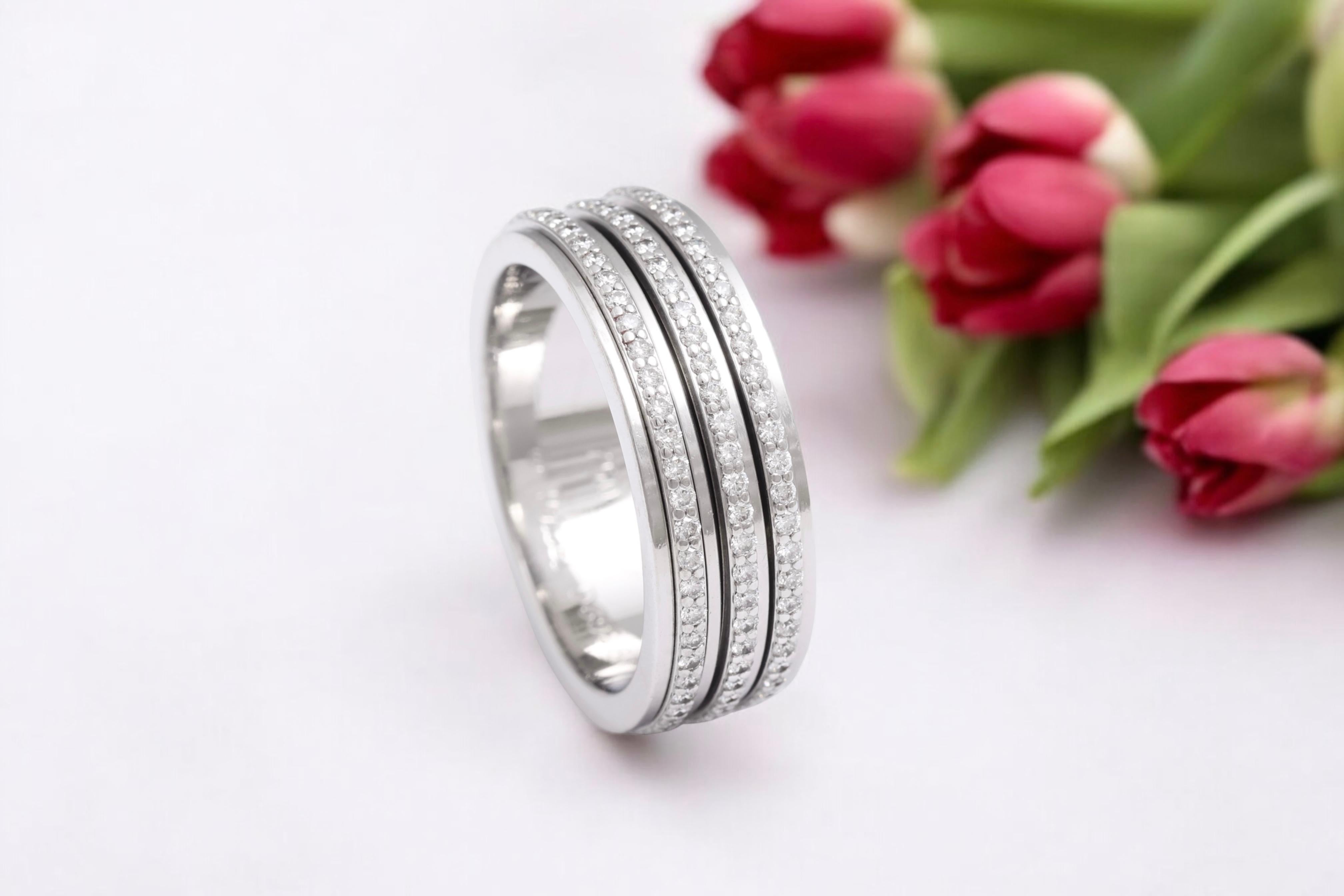Piaget Possession Engagement Eternity Diamond Ring 18kt White Gold For Sale 8