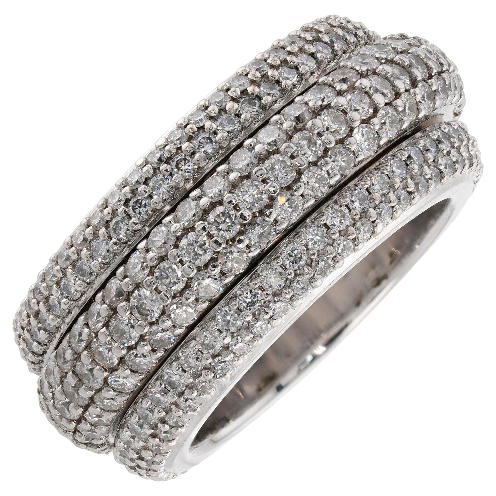 Pre-owned Piaget Possession Full Diamond White Gold Spinning Eternity Band Ring