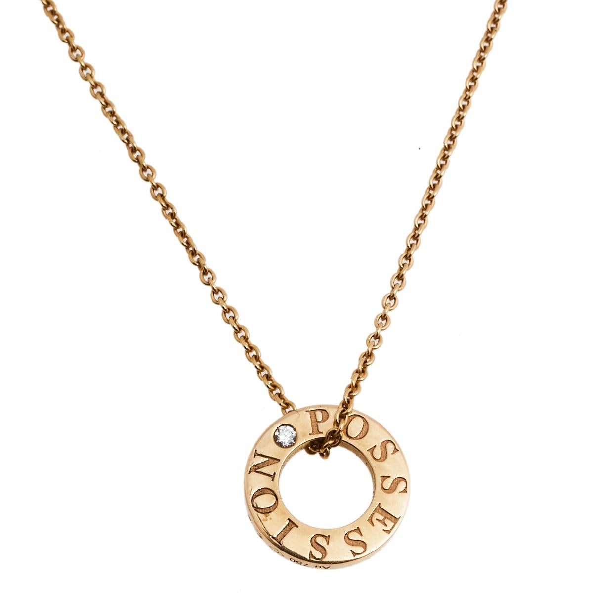 Contemporary Piaget Possession Happy Birthday Diamond Sapphire 18k Rose Gold Pendant Necklace