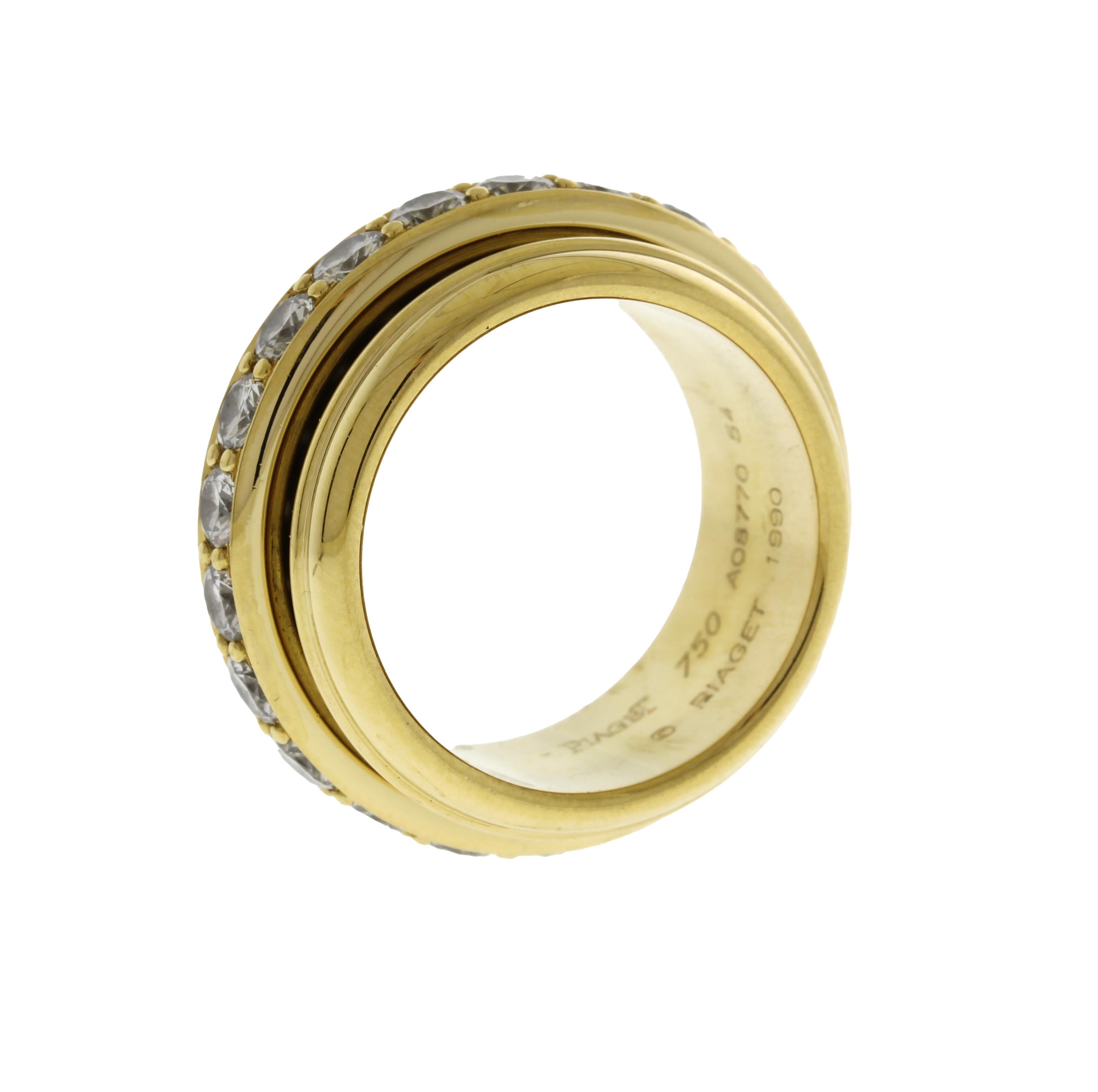 Round Cut Piaget Possession Large Diamond Spinning Ring For Sale