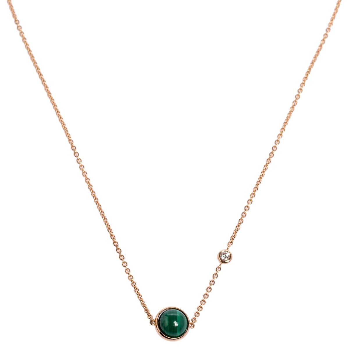 Piaget Possession Malachite Diamond 18K Rose Gold Pendant Necklace