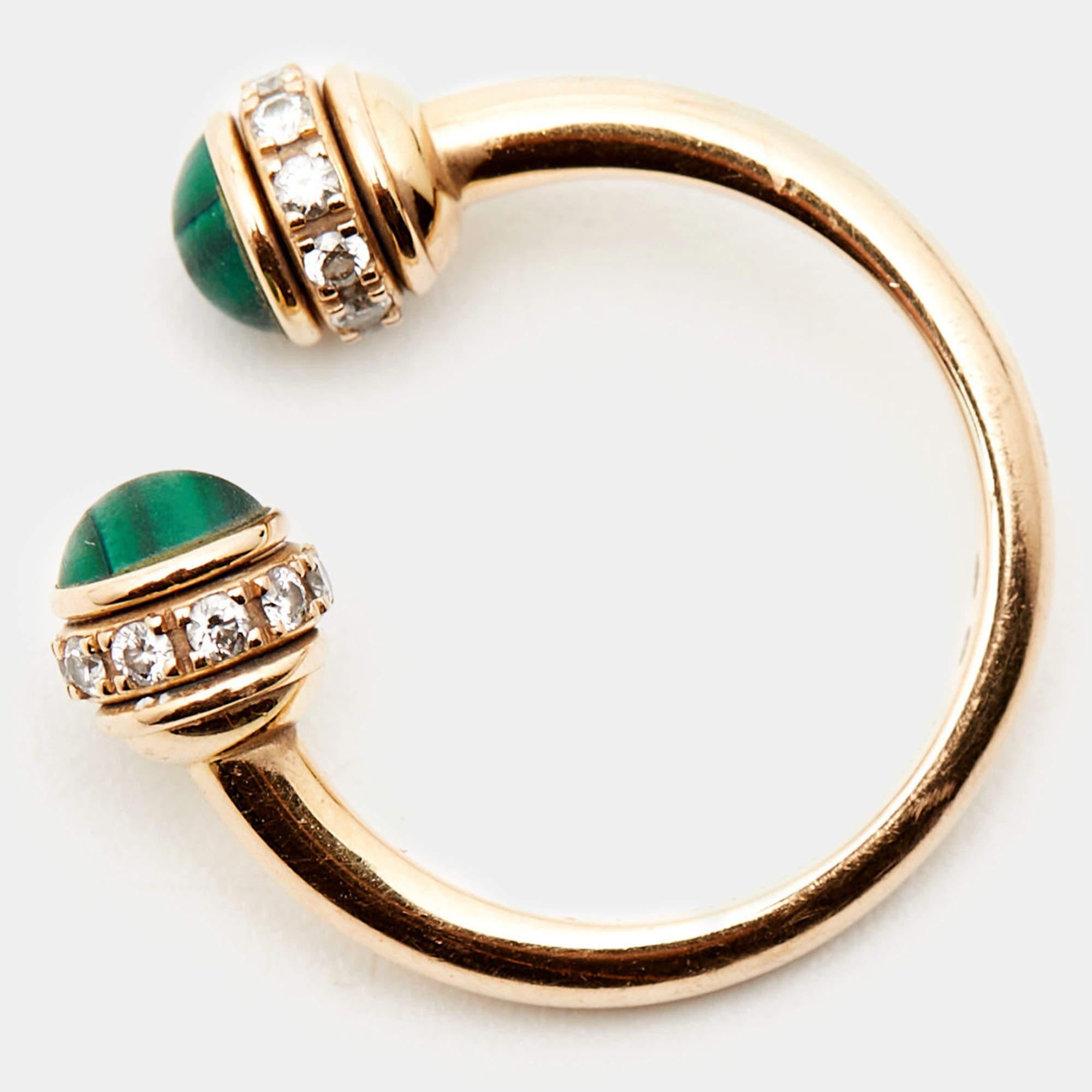 Piaget Possession Malachite Diamonds 18k Rose Gold Ring Size 48 2