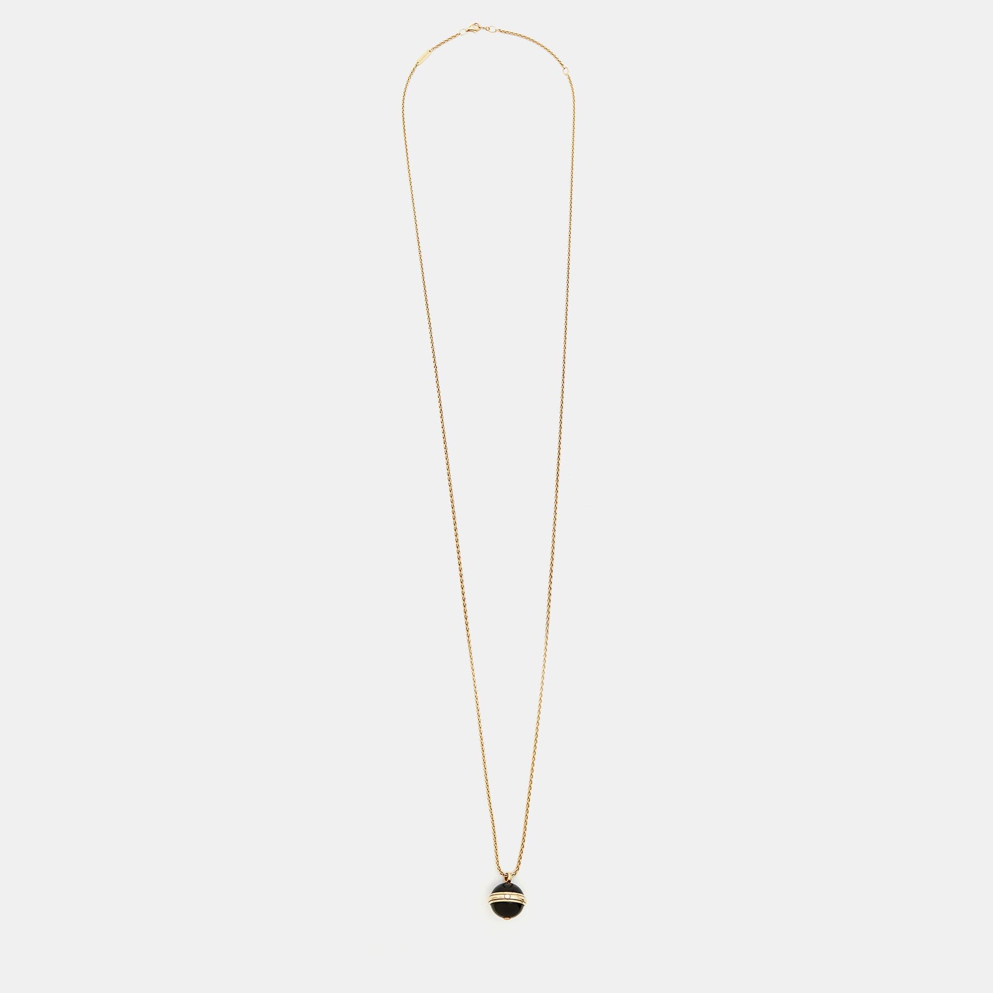 Piaget Possession Onyx Diamant 18k Roségold Lange Halskette (Ungeschliffen) im Angebot