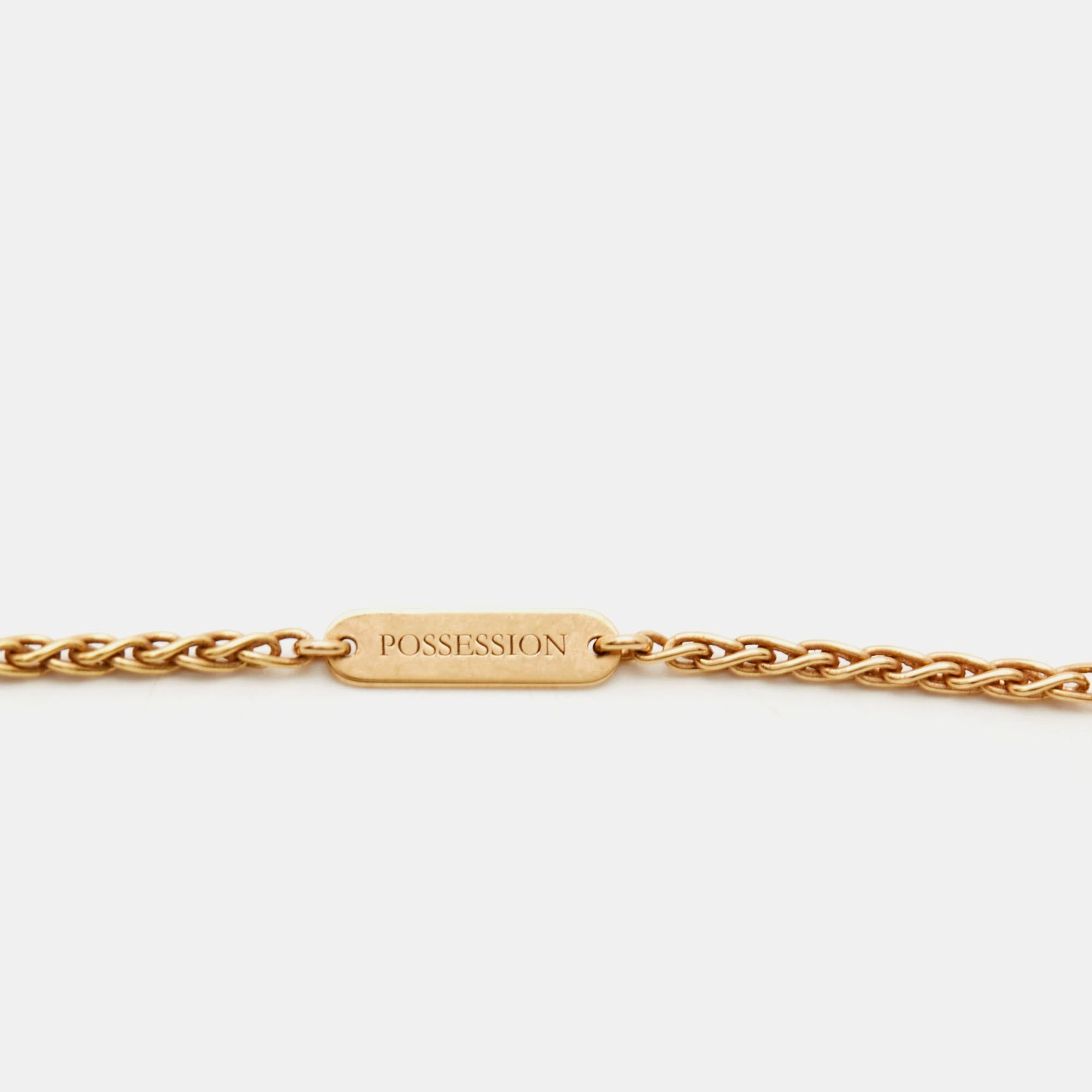 Piaget Possession Onyx Diamond 18k Rose Gold Long Necklace In Good Condition For Sale In Dubai, Al Qouz 2