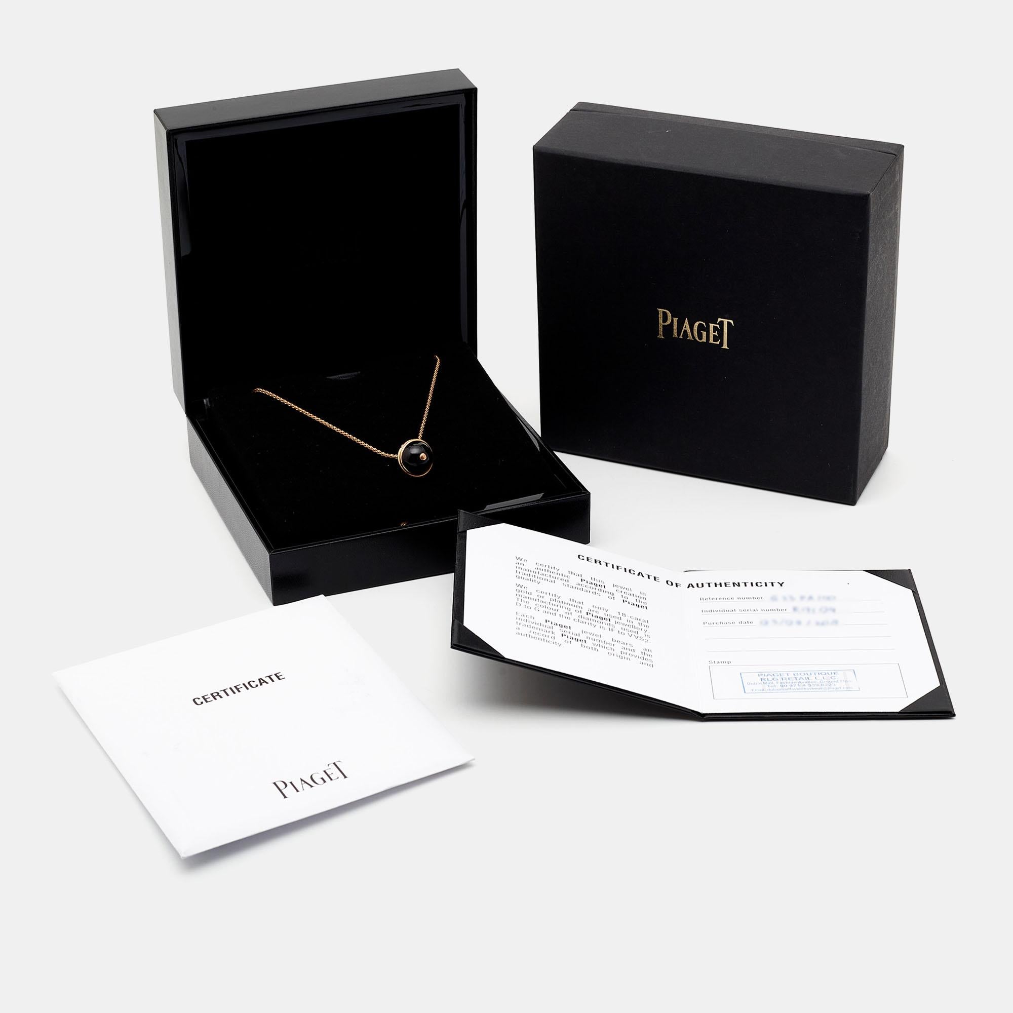 Piaget Possession Onyx Diamond 18k Rose Gold Long Necklace For Sale 2