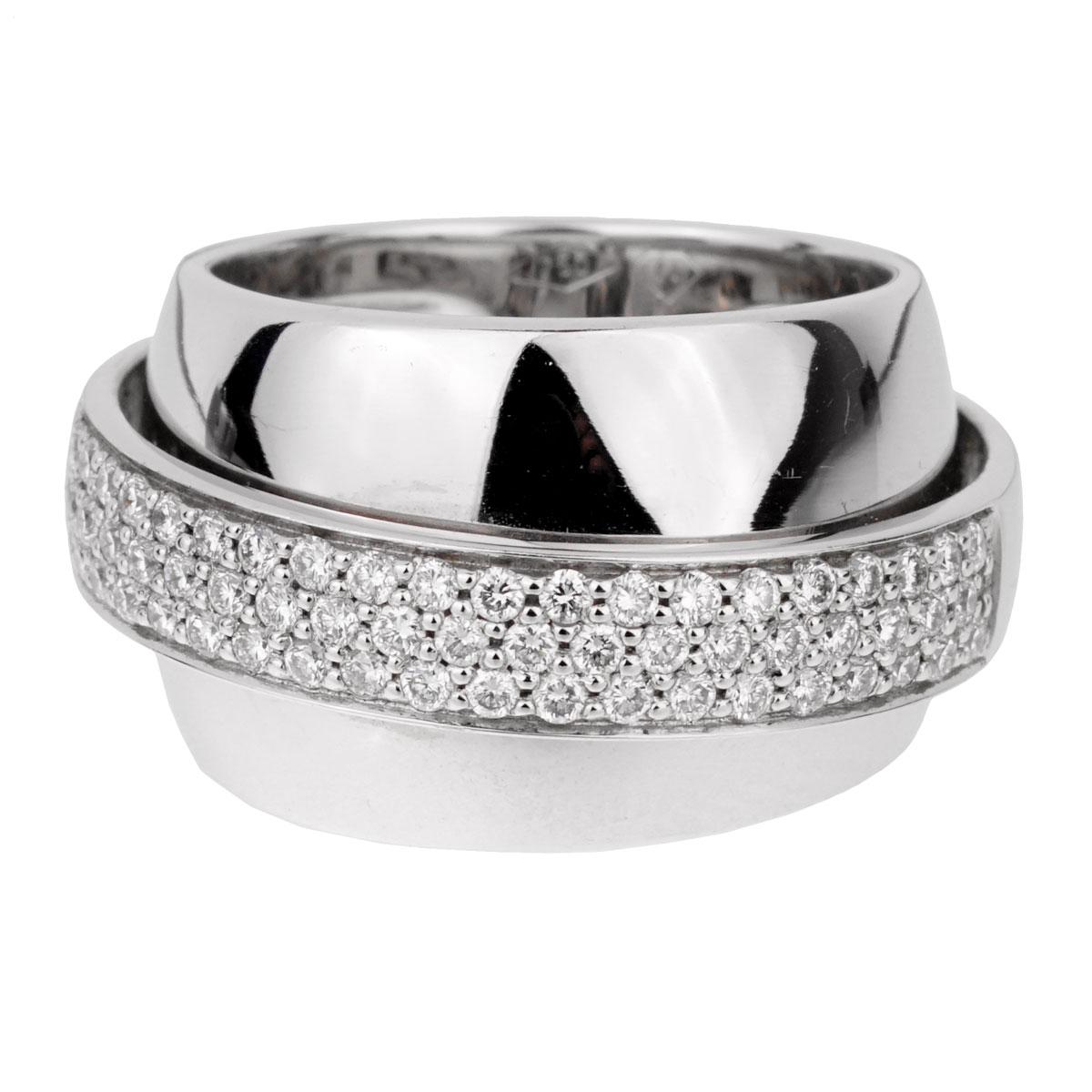 Round Cut Piaget Possession Pave Diamond White Gold Ring For Sale
