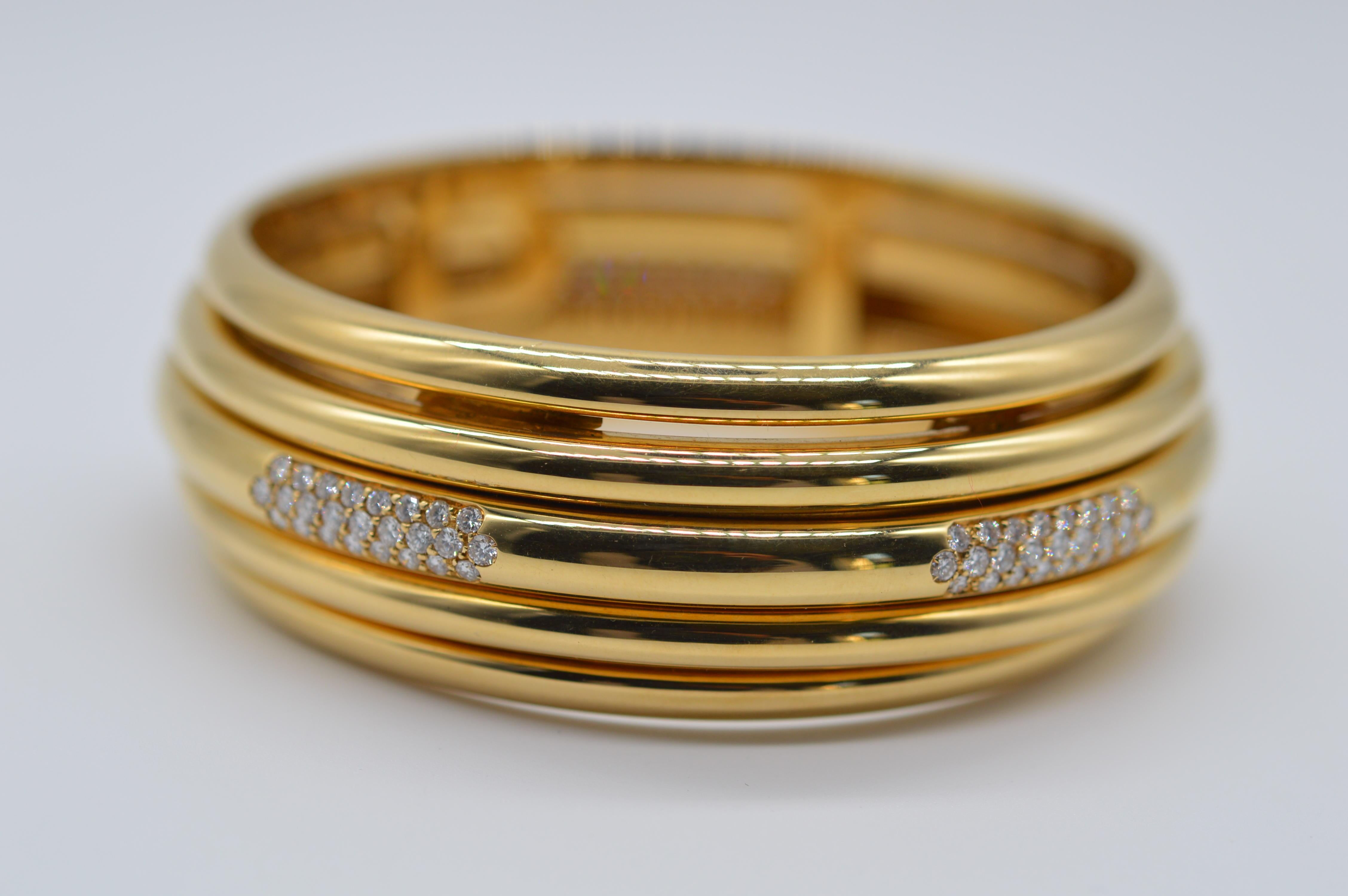 Modern Piaget Possession Spinning Bangle 18K Yellow Gold with Diamonds Unworn For Sale