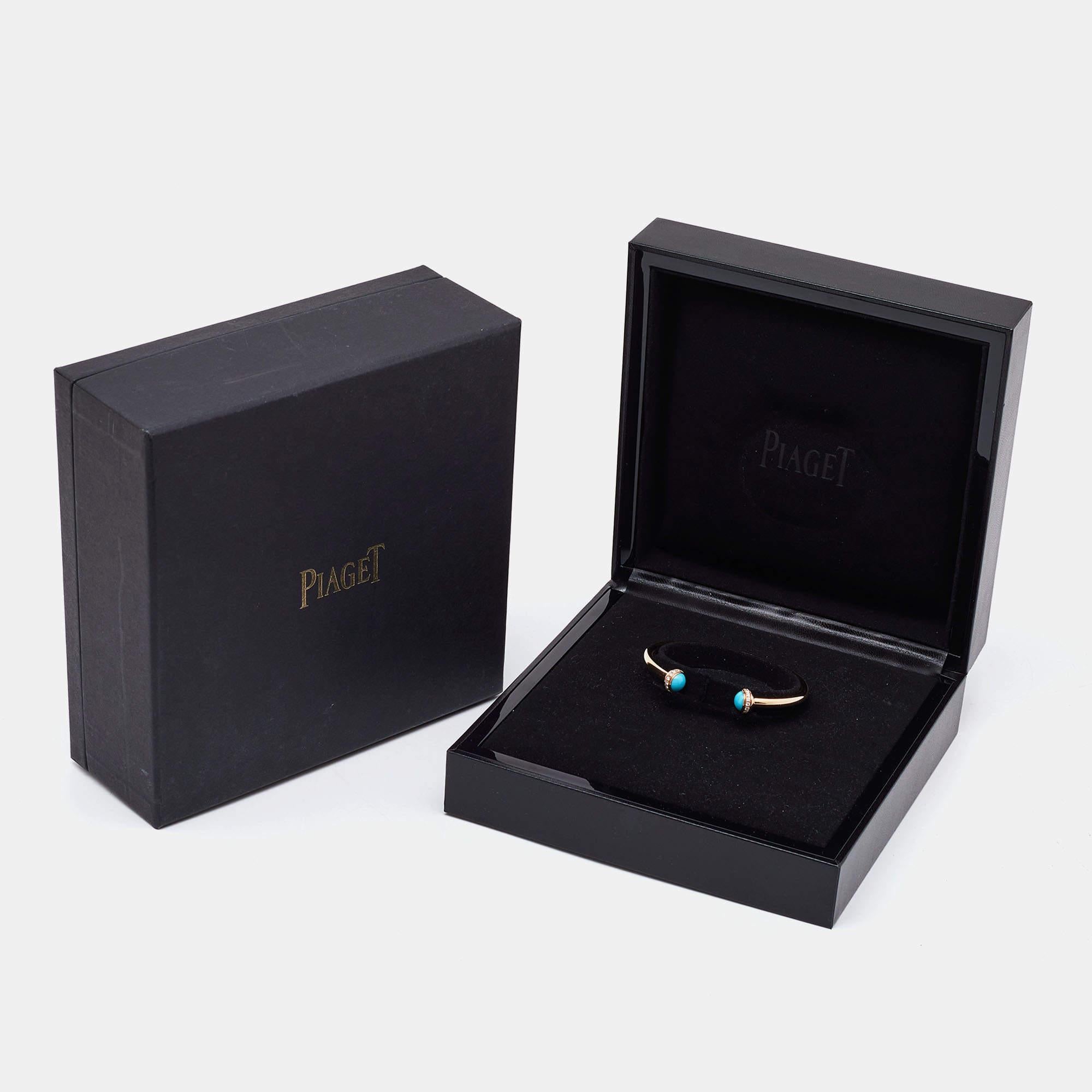 Women's Piaget Possession Turquoise Diamond 18k Rose Gold Bracelet 15 For Sale