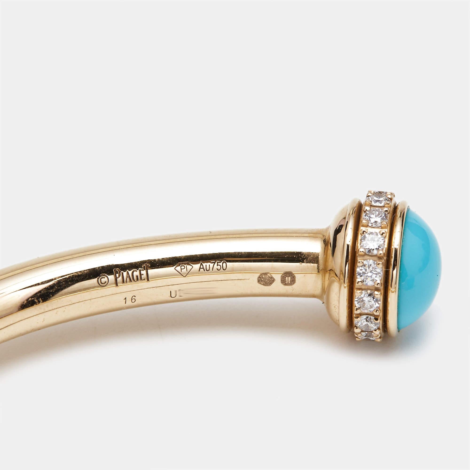 Women's Piaget Possession Turquoise Diamond 18k Rose Gold Bracelet 16