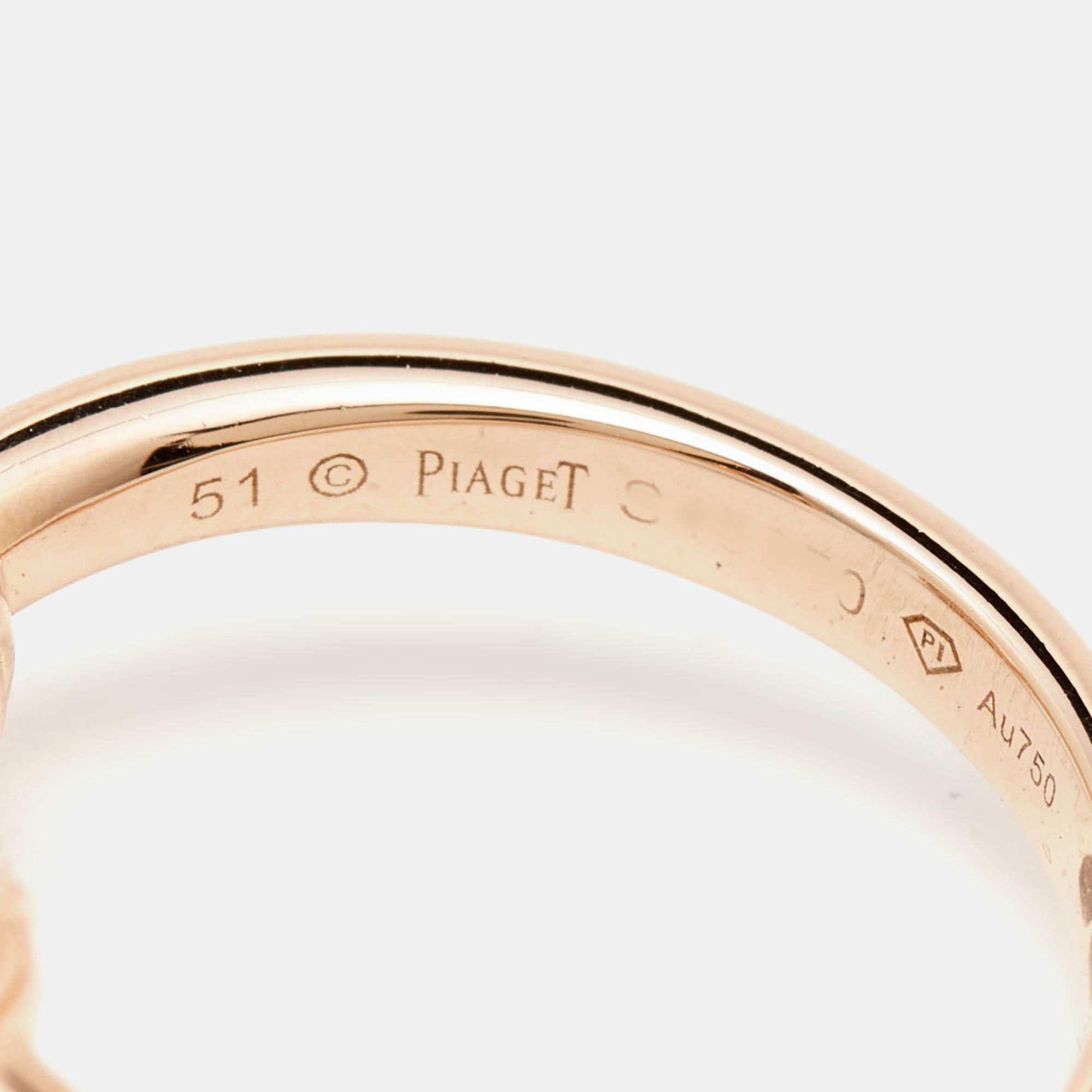 Piaget Possession Turquoise Diamond 18k Rose Gold Ring Size 51 For Sale 2