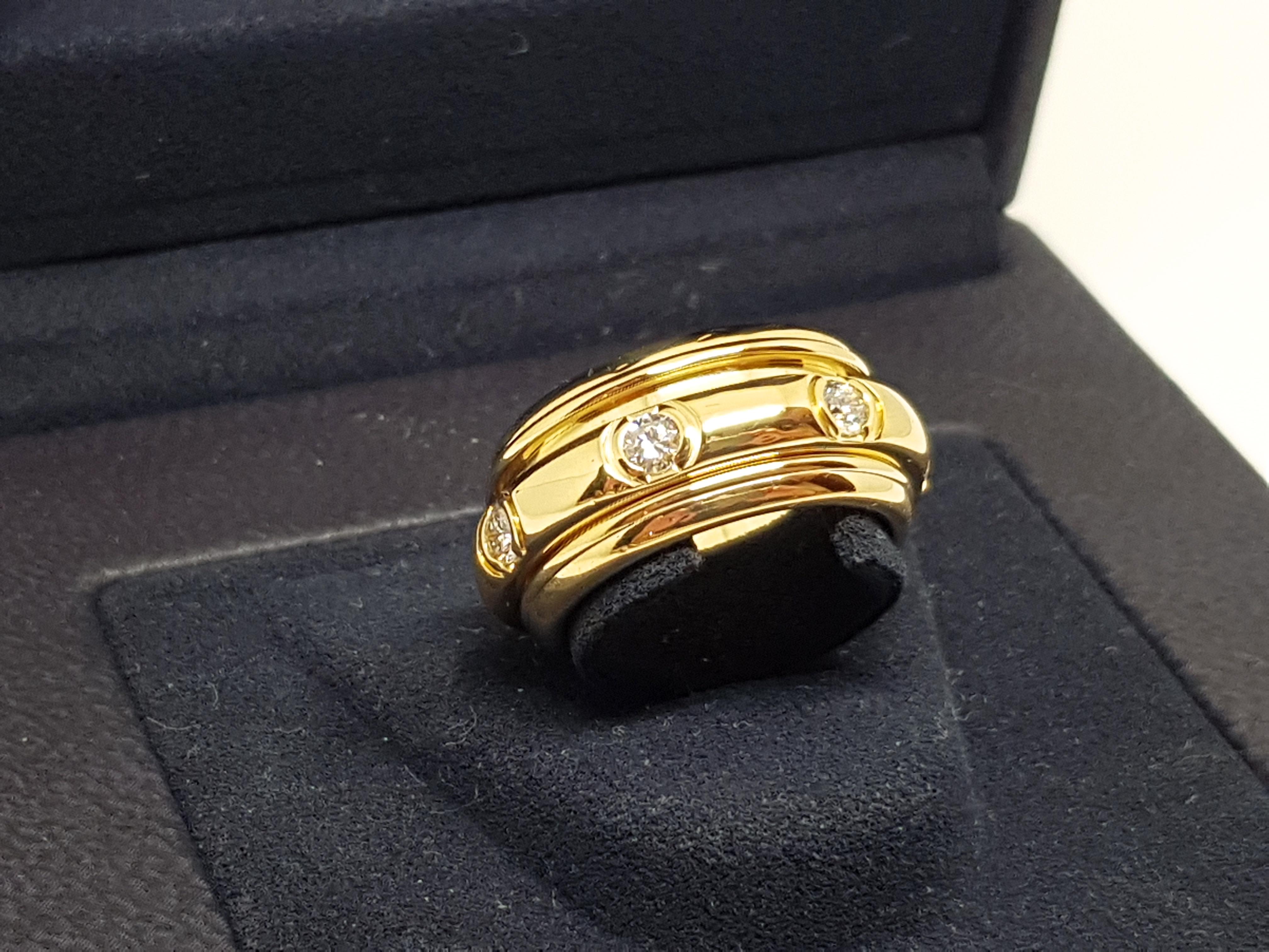 Piaget Possession White Diamond 18 Karat Yellow Gold Spinning Wide Band Ring 4