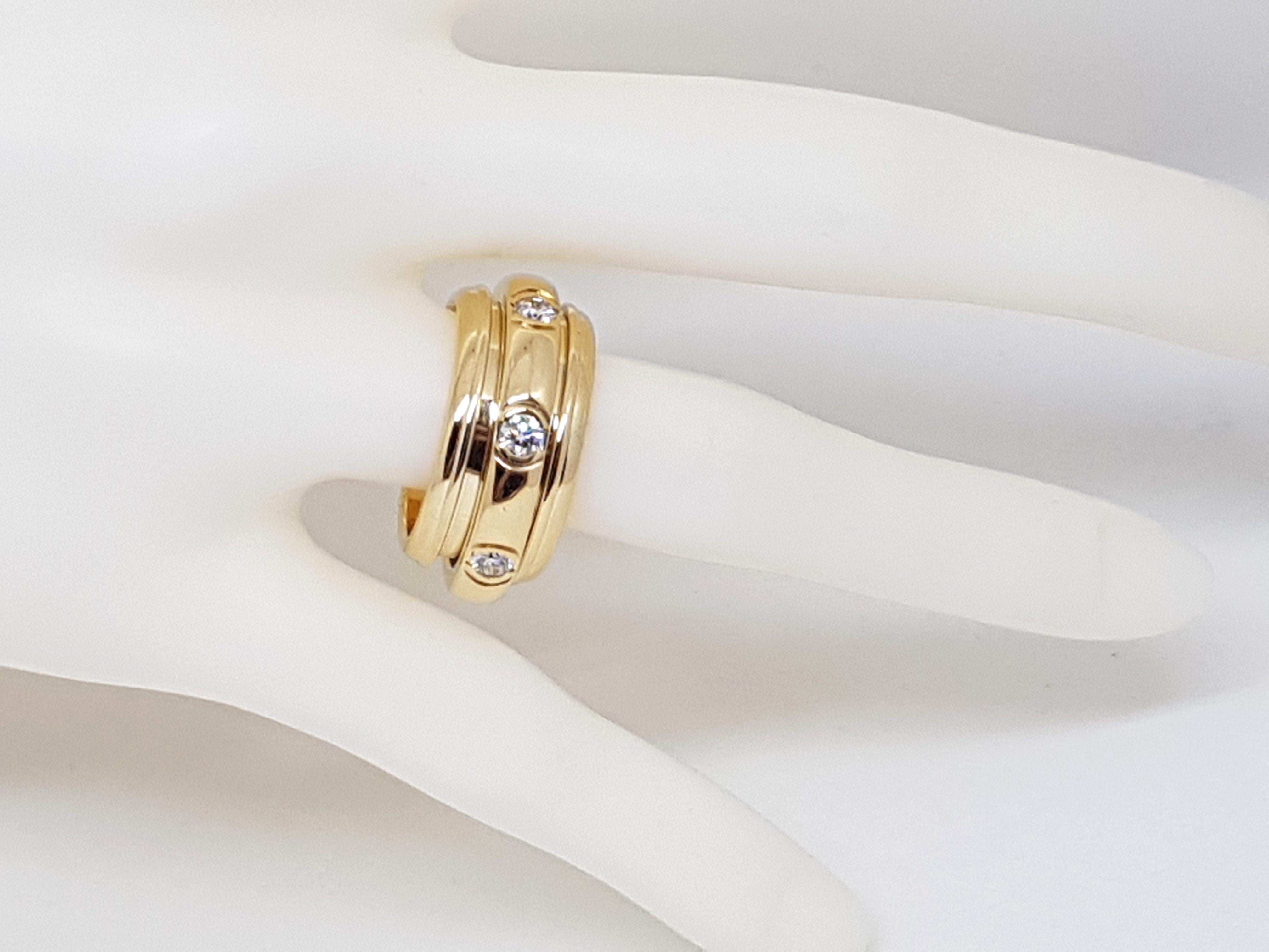 Contemporary Piaget Possession White Diamond 18 Karat Yellow Gold Spinning Wide Band Ring