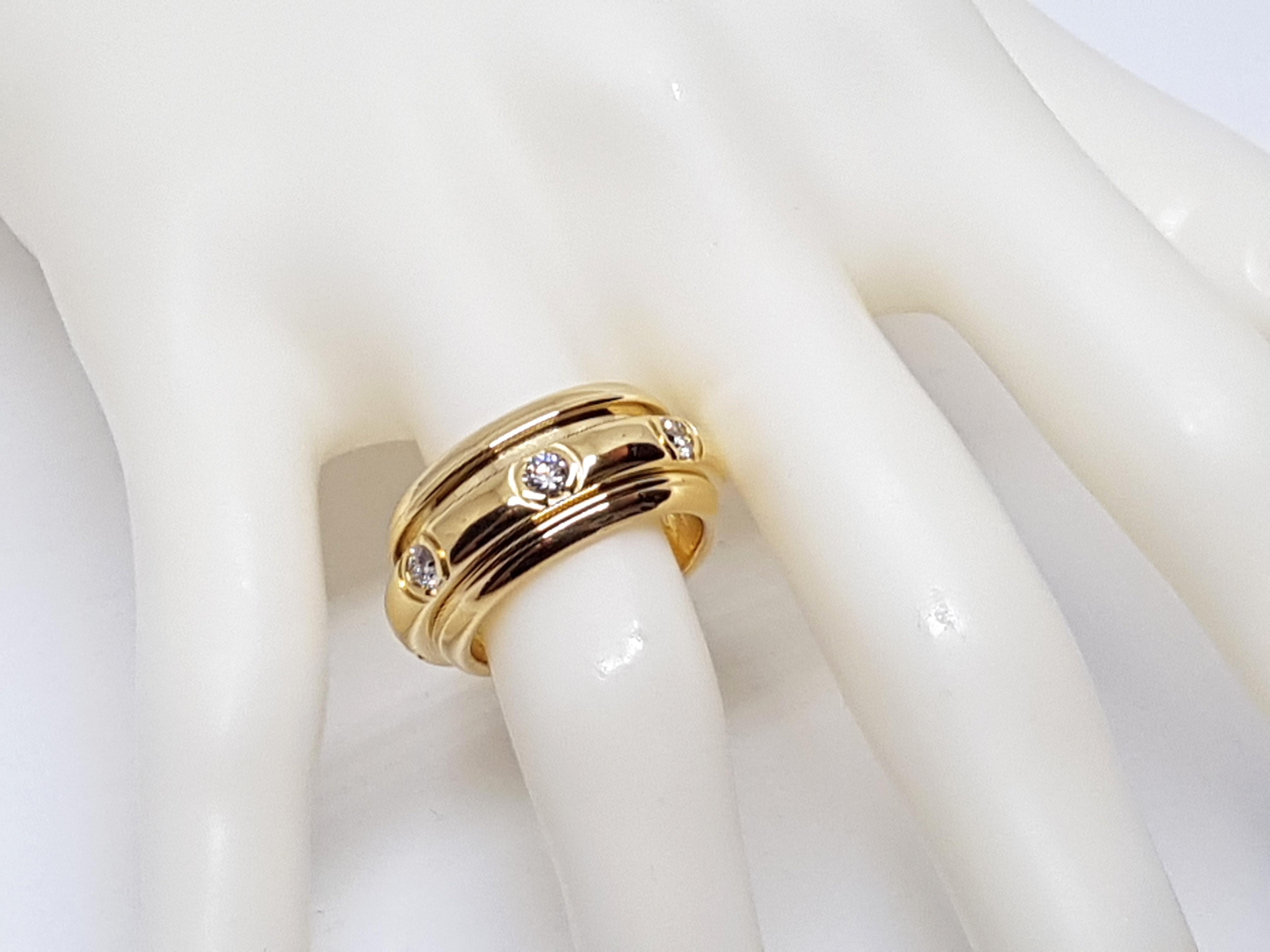 Piaget Possession White Diamond 18 Karat Yellow Gold Spinning Wide Band Ring In Excellent Condition In Antwerp, BE