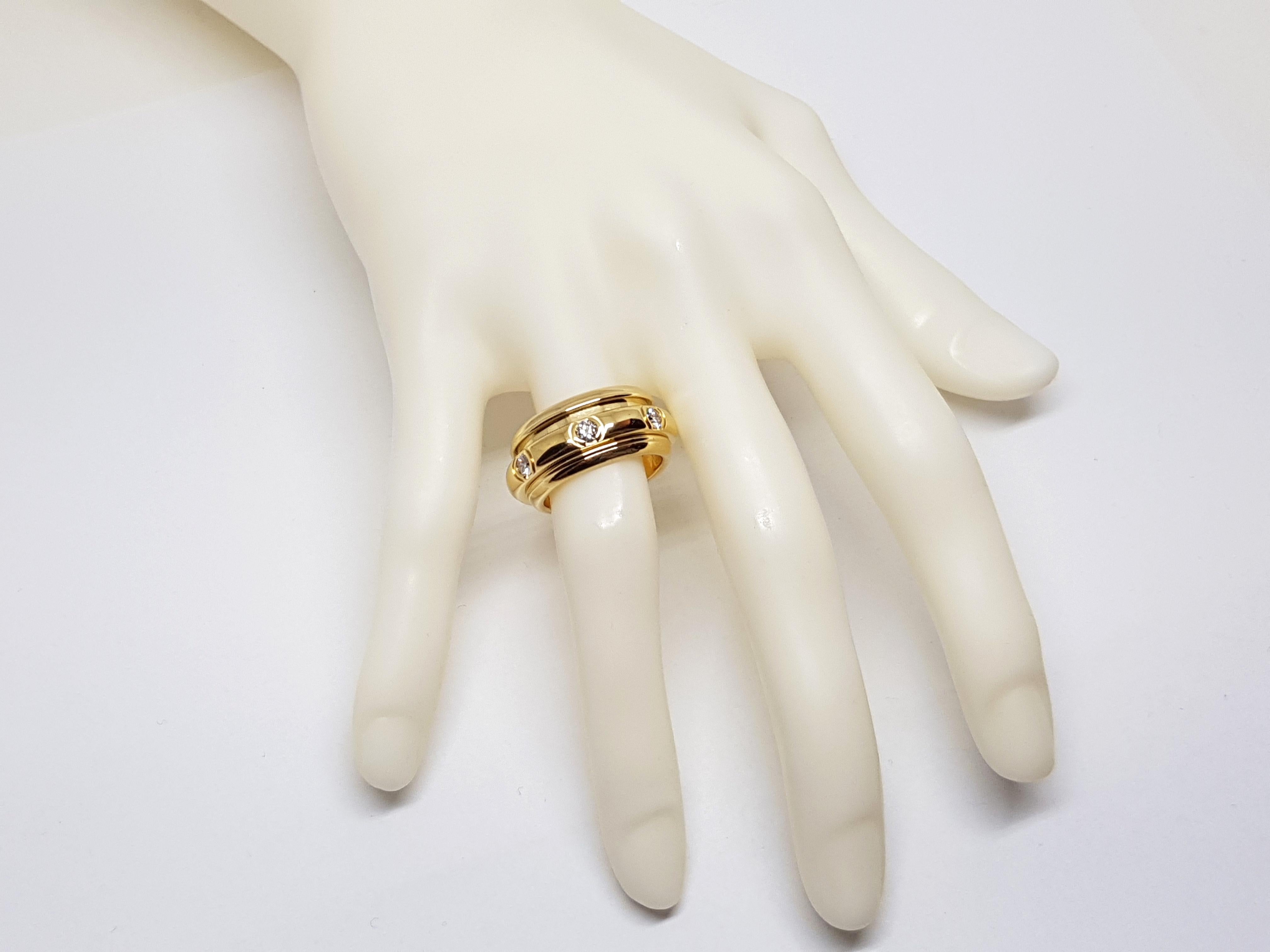 Women's Piaget Possession White Diamond 18 Karat Yellow Gold Spinning Wide Band Ring
