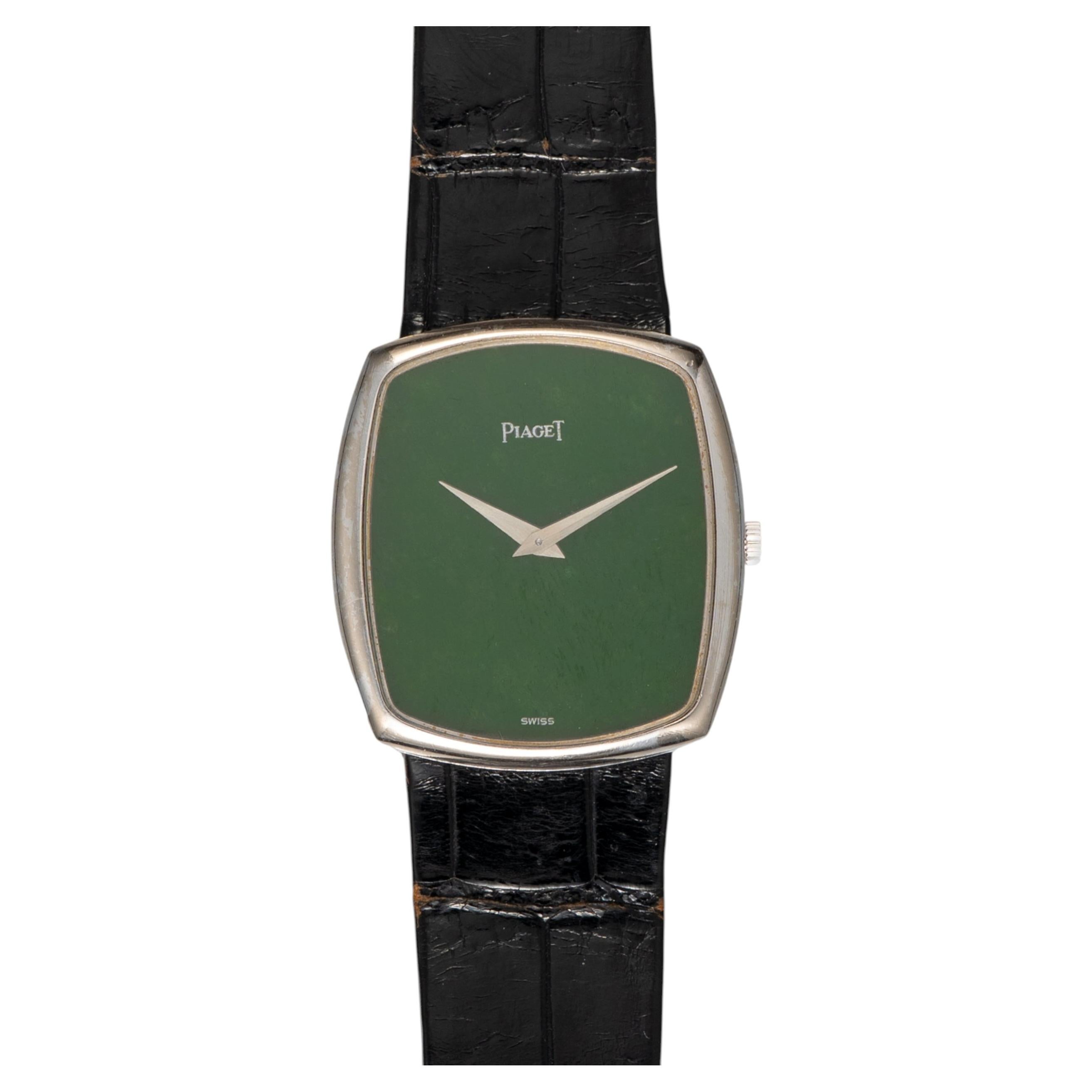 Piaget Protocle 9741 Jade Dial Cushion Shaped Manual Winding 18k WG 1970s