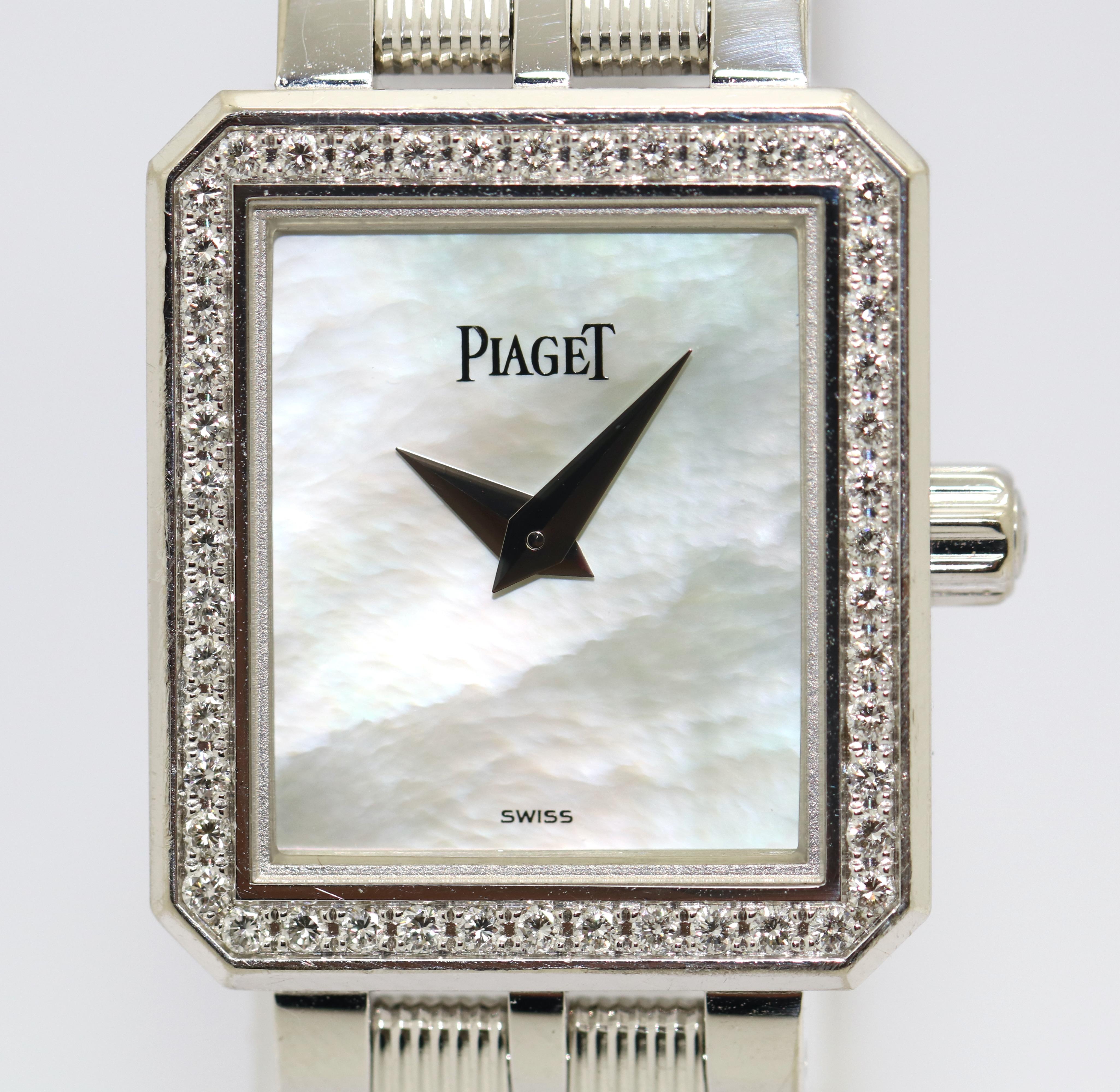 Piaget Protocole, 18 Karat Weißgold mit Diamanten und Perlmutt (Rundschliff)
