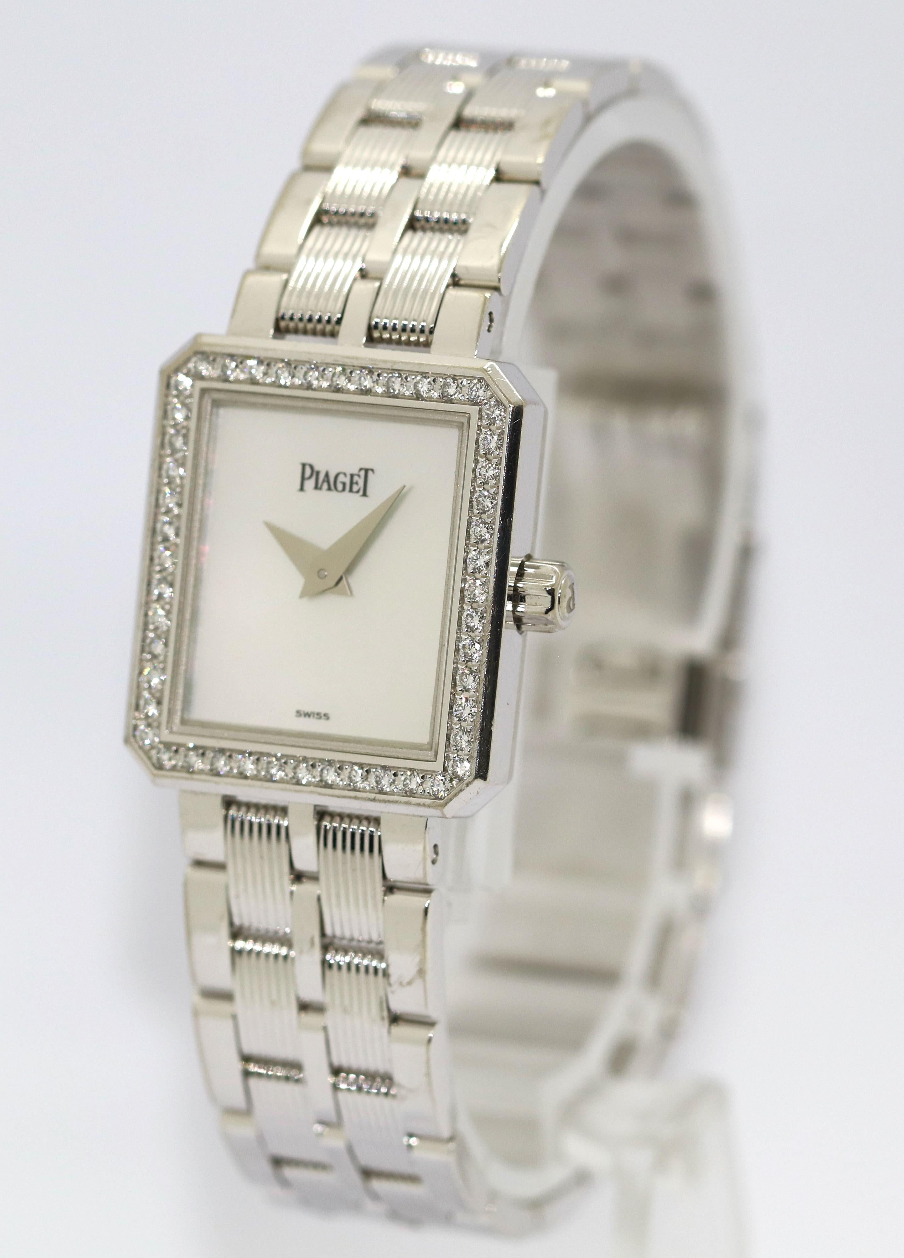 Piaget Protocole, 18 Karat Weißgold mit Diamanten und Perlmutt Damen